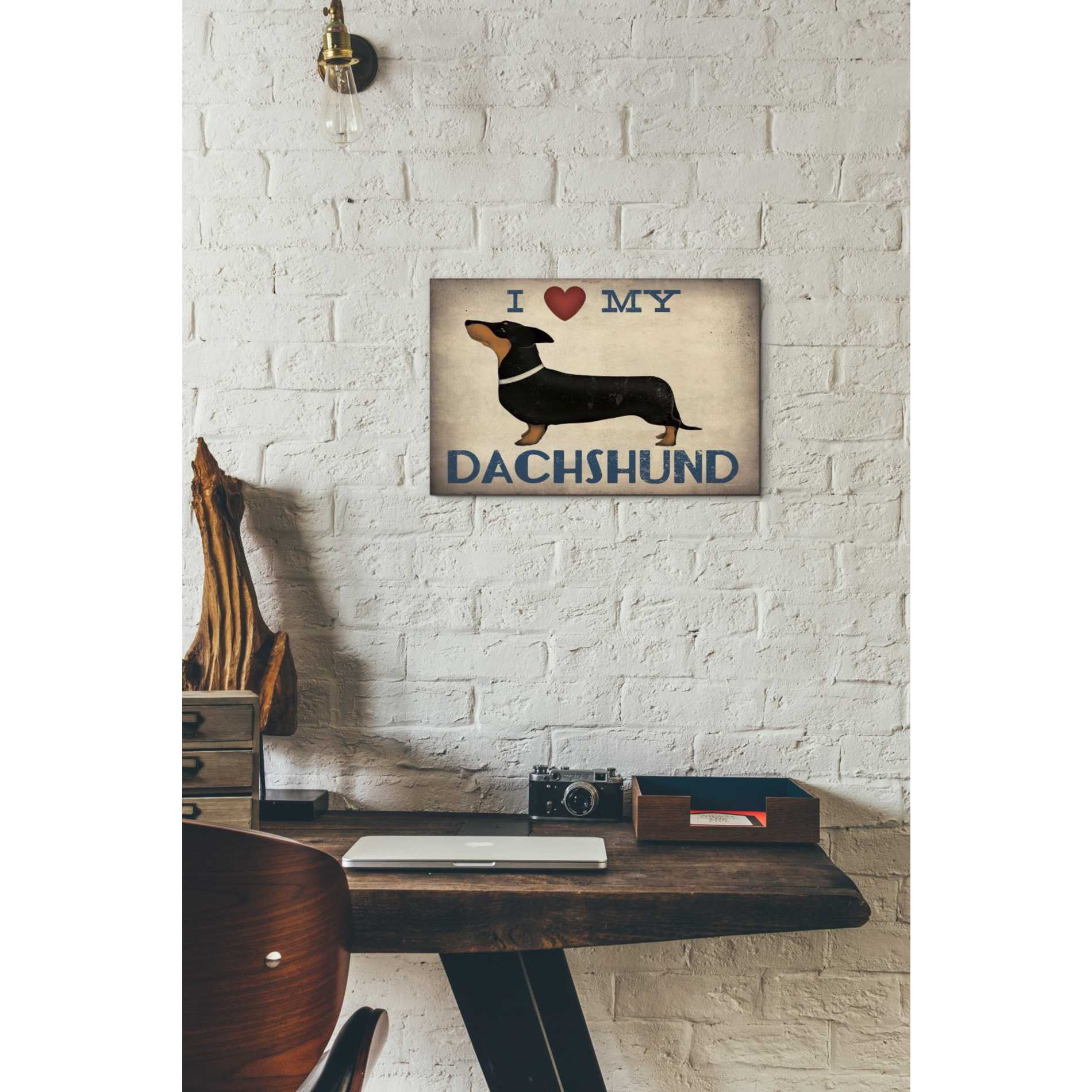 'Dachshund Longboards - Love v2' by Ryan Fowler, Canvas Wall Art,12 x 18