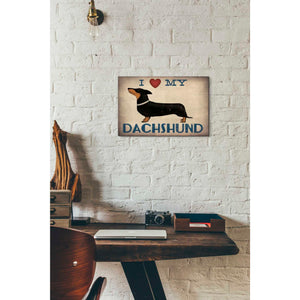 'Dachshund Longboards - Love v2' by Ryan Fowler, Canvas Wall Art,12 x 18