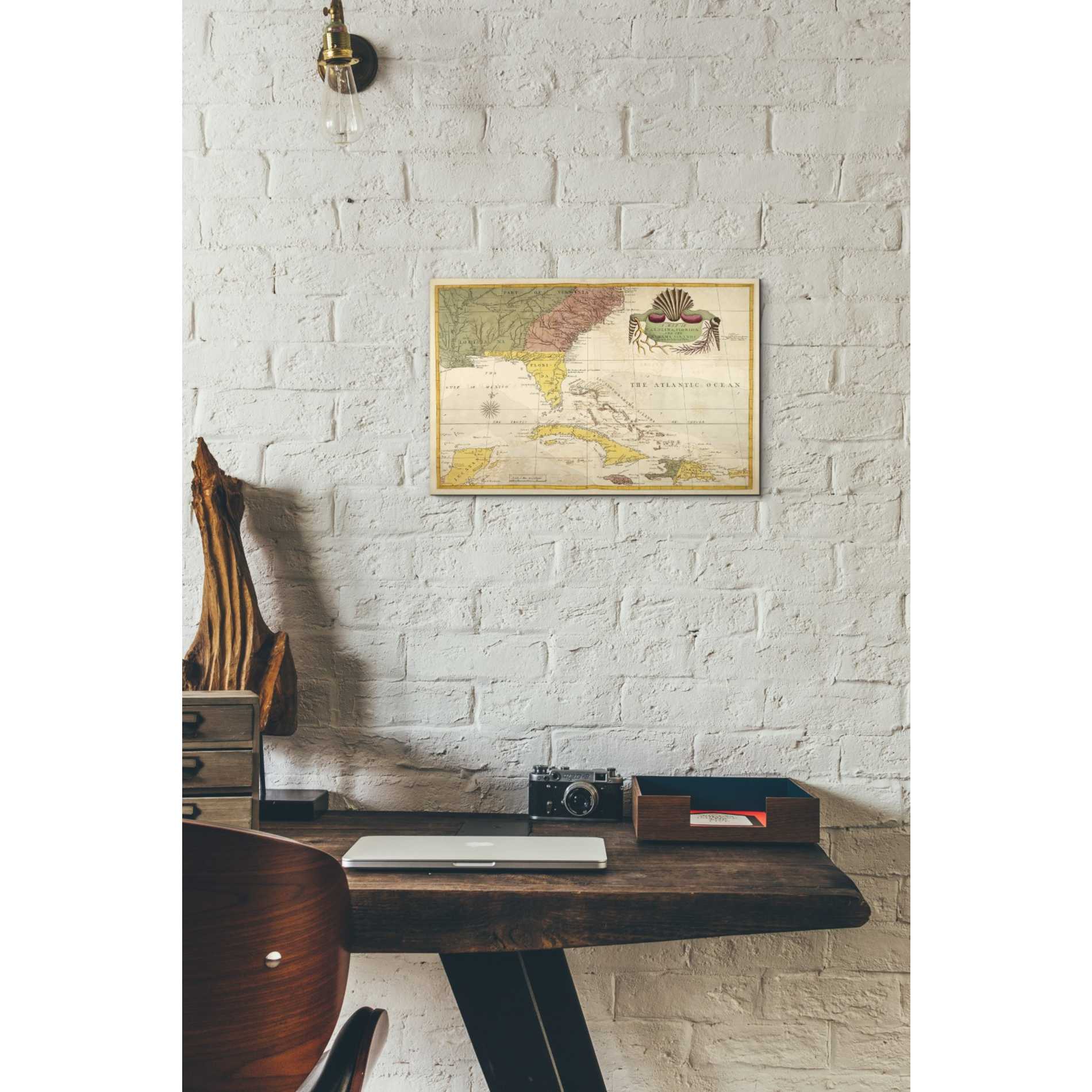 'Map of Carolina, Florida & the Bahama Islands' by Mark Catesby Giclee Canvas Wall Art