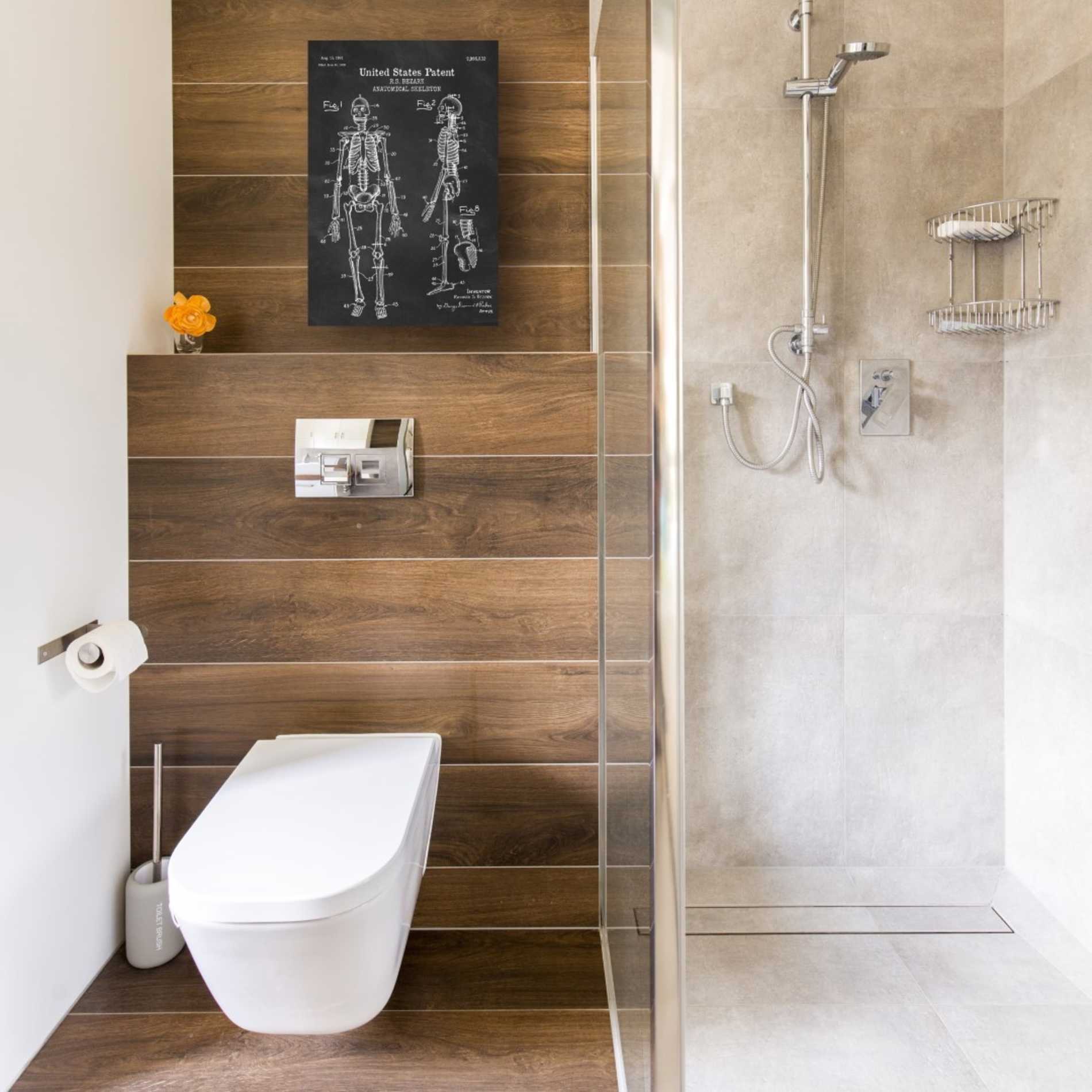 'Anatomical Skeleton Blueprint Patent Chalkboard' Canvas Wall Art,12 x 18