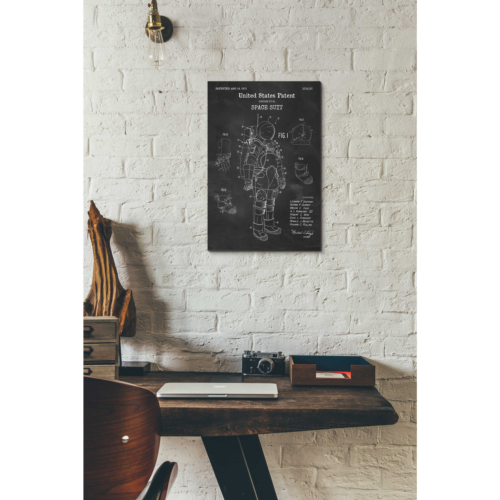 'Space Suit Blueprint Patent Chalkboard' Canvas Wall Art,12 x 18