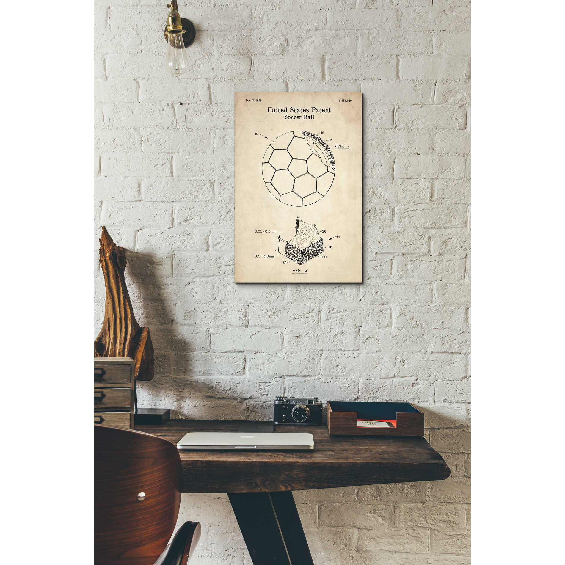 'Soccer Ball Blueprint Patent Parchment' Canvas Wall Art,12 x 18