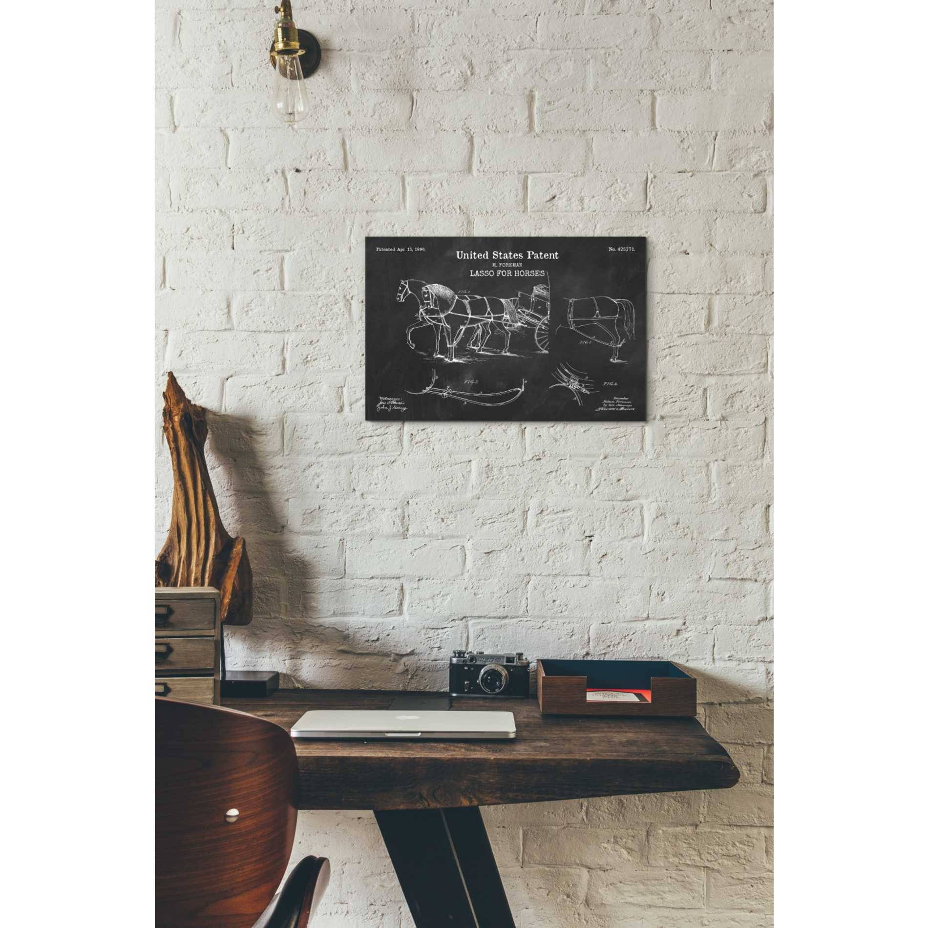 'Lasso for Horses Blueprint Patent Chalkboard' Canvas Wall Art,18 x 12