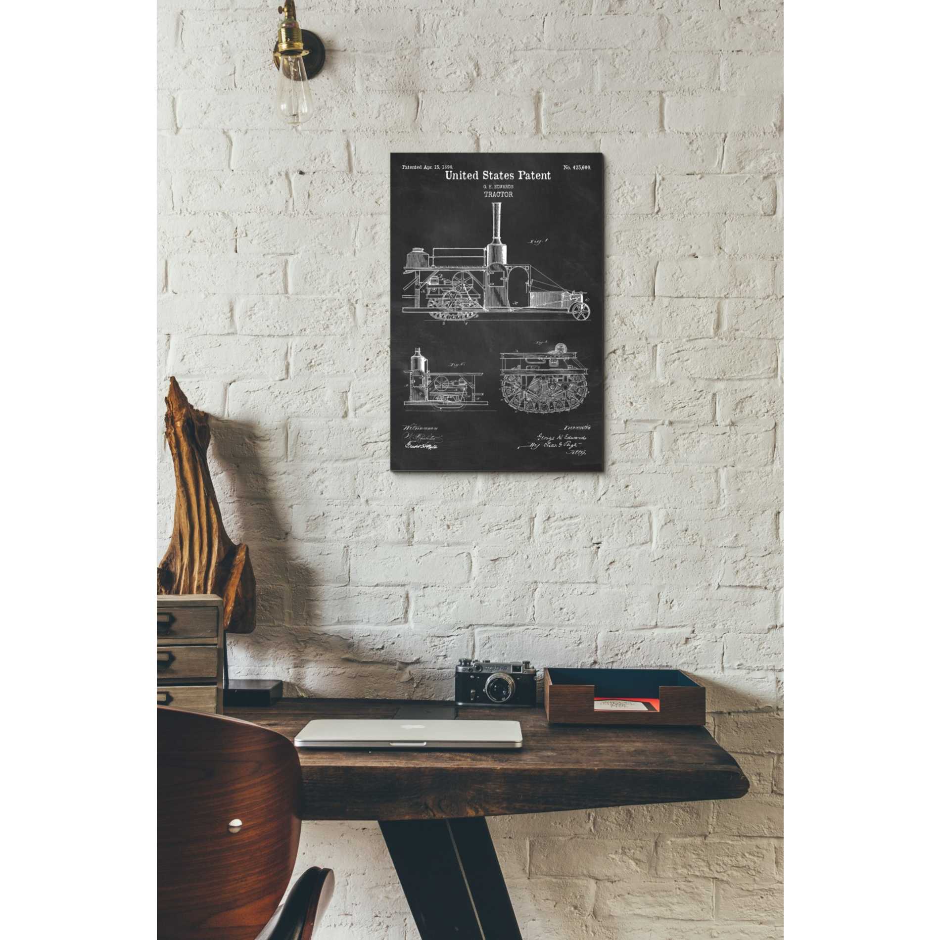 'Tractor Blueprint Patent Chalkboard' Canvas Wall Art,12 x 18