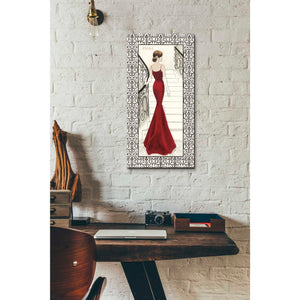 'La Belle Rouge with Floral Cartouche Border' by Emily Adams, Canvas Wall Art,12 x 24