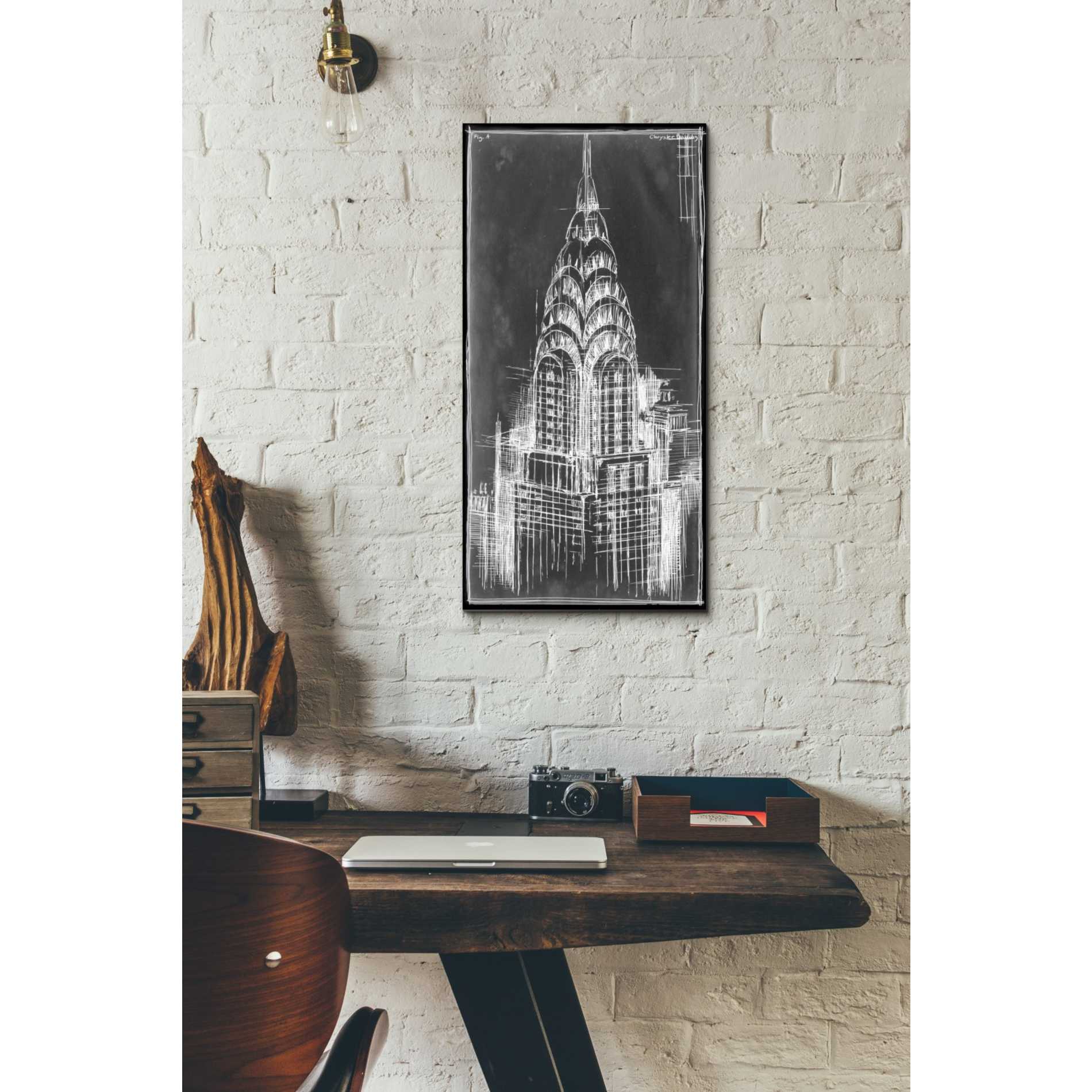 'Chrysler Blueprint' by Ethan Harper Canvas Wall Art,12 x 24
