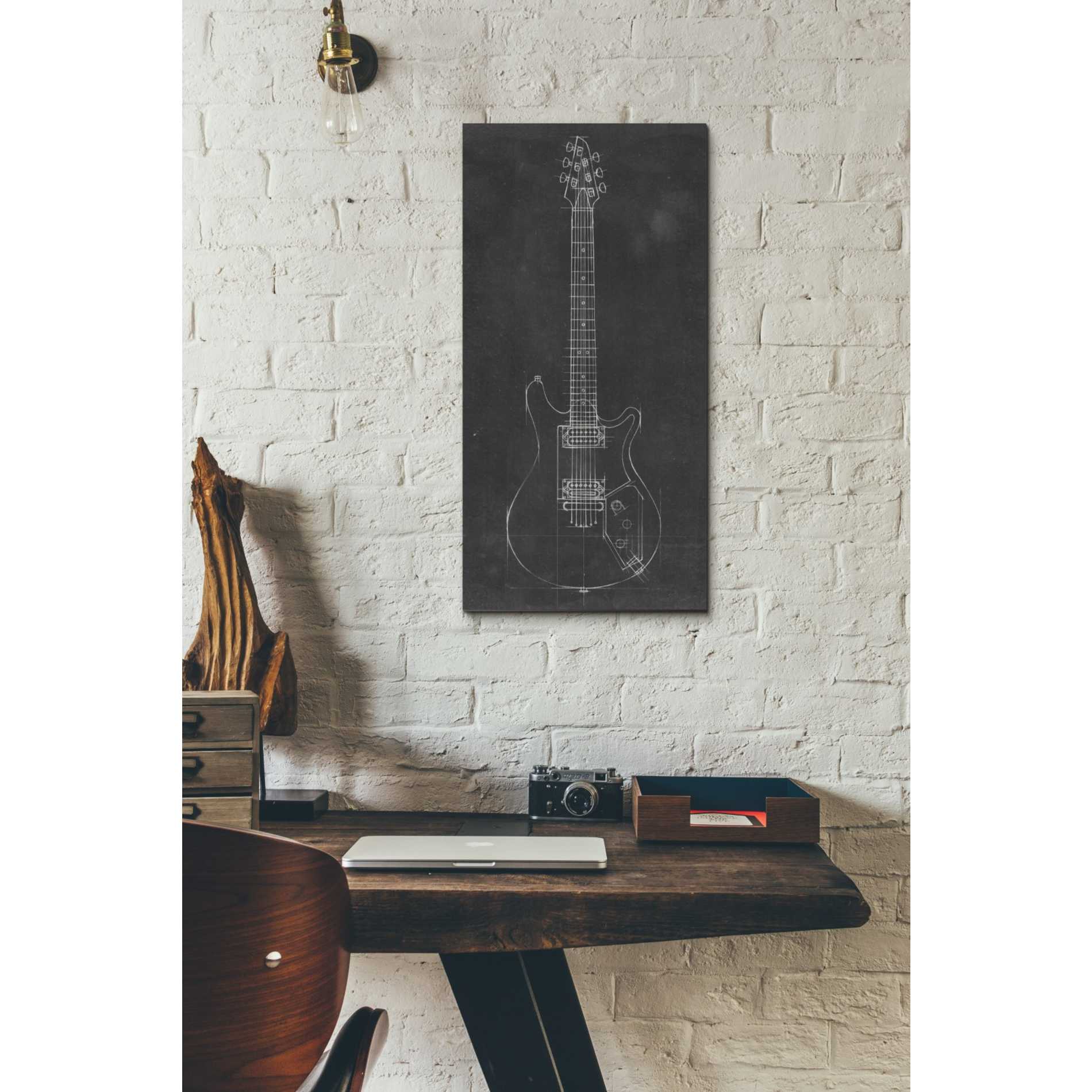 'Electric Guitar Blueprint II' by Ethan Harper Canvas Wall Art,12 x 24