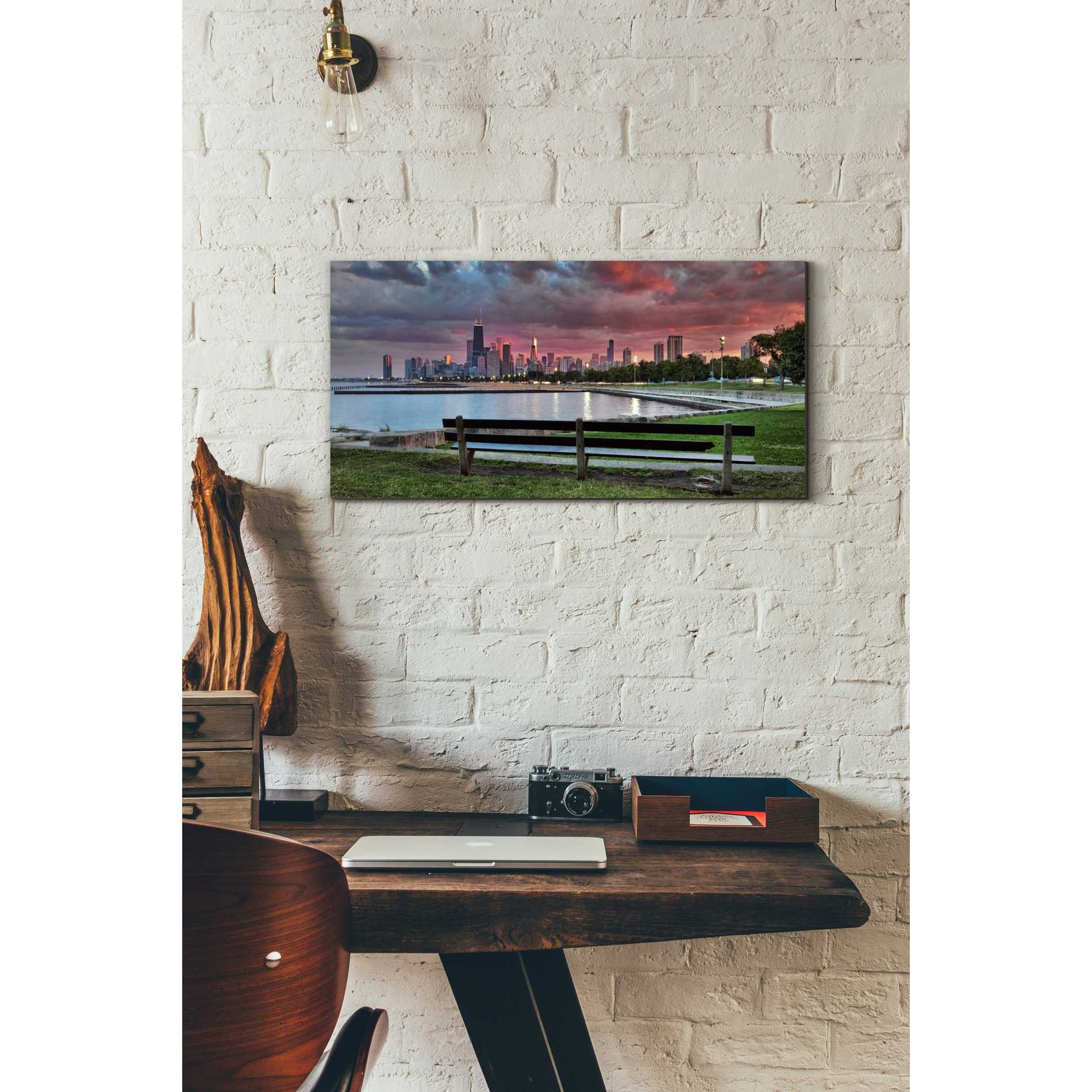'North Avenue Beach at Sunset,' Canvas Wall Art,12 x 24