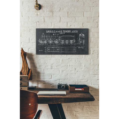 Image of 'Train Blueprint II' by Wild Apple Portfolio, Canvas Wall Art,12 x 24