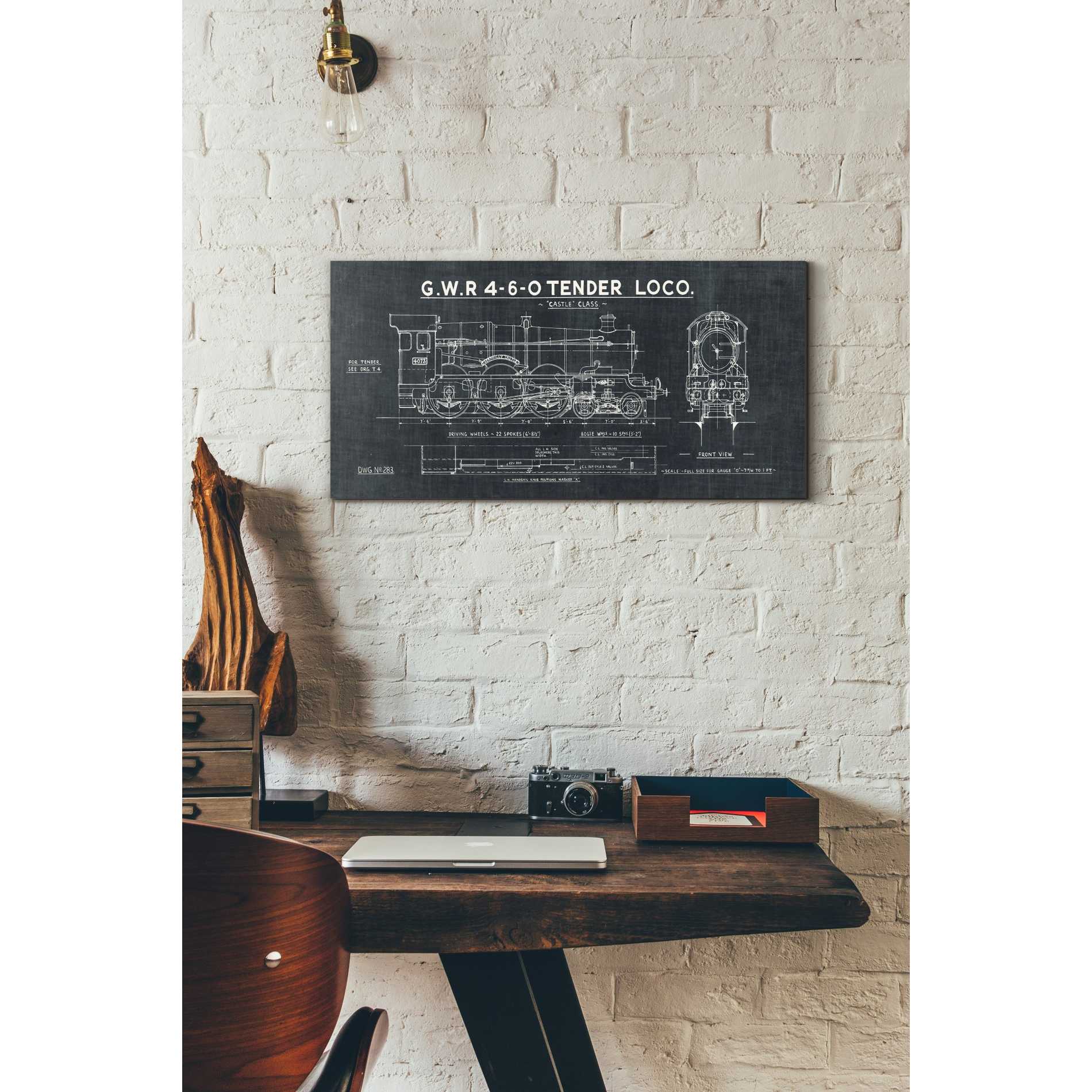 'Train Blueprint III' by Wild Apple Portfolio, Canvas Wall Art,12 x 24