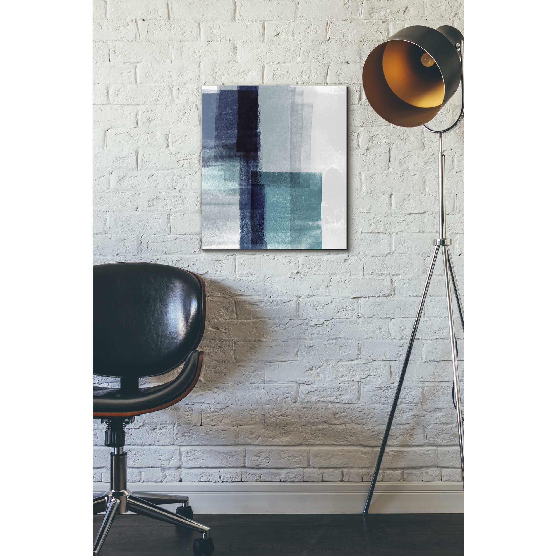 'Blue Abstract V' by Linda Woods, Canvas Wall Art,16 x 18