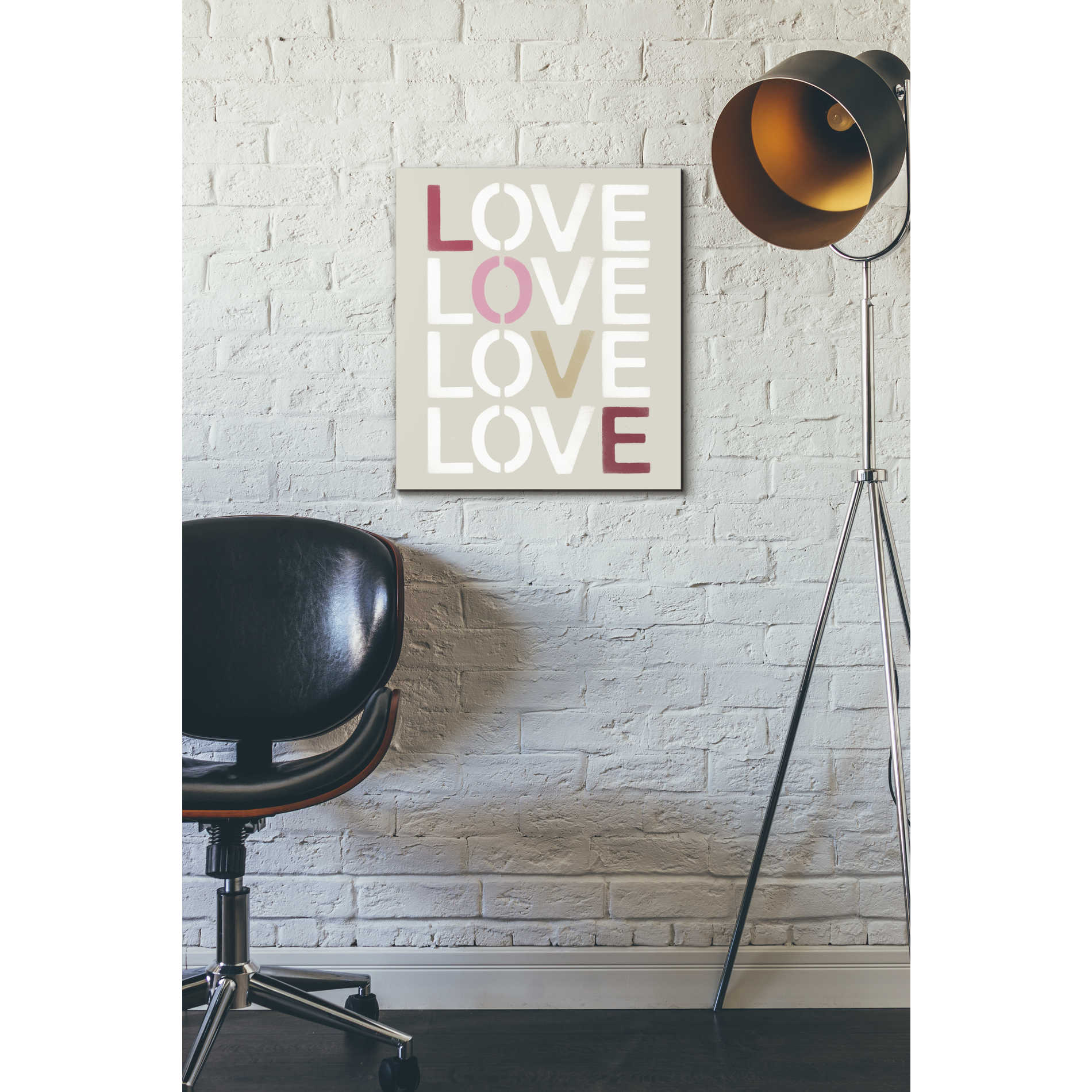 'Love Stencil' by Linda Woods, Canvas Wall Art,16 x 18