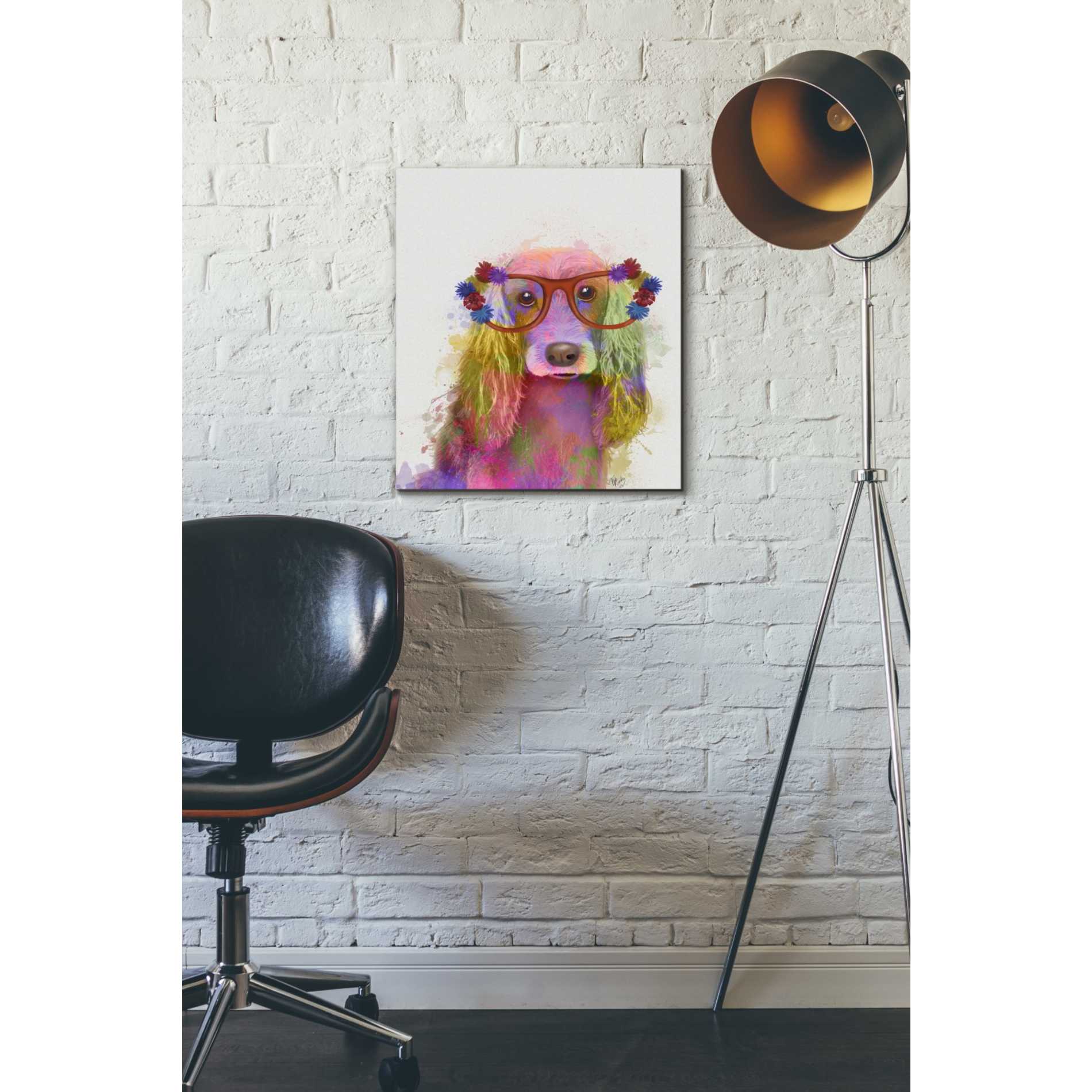 'Rainbow Splash Cocker Spaniel, Portrait' by Fab Funky Giclee Canvas Wall Art