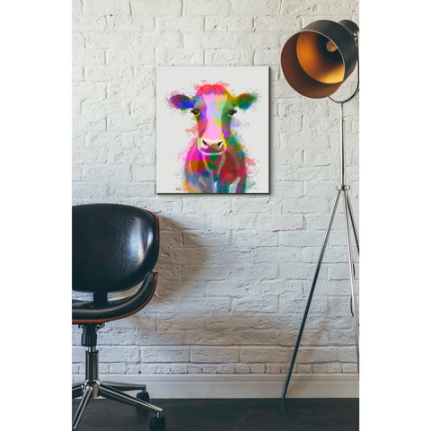 Image of 'Rainbow Splash Cow' by Fab Funky Giclee Canvas Wall Art