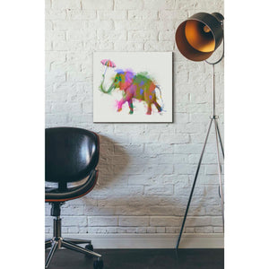 'Rainbow Splash Elephant' by Fab Funky Giclee Canvas Wall Art