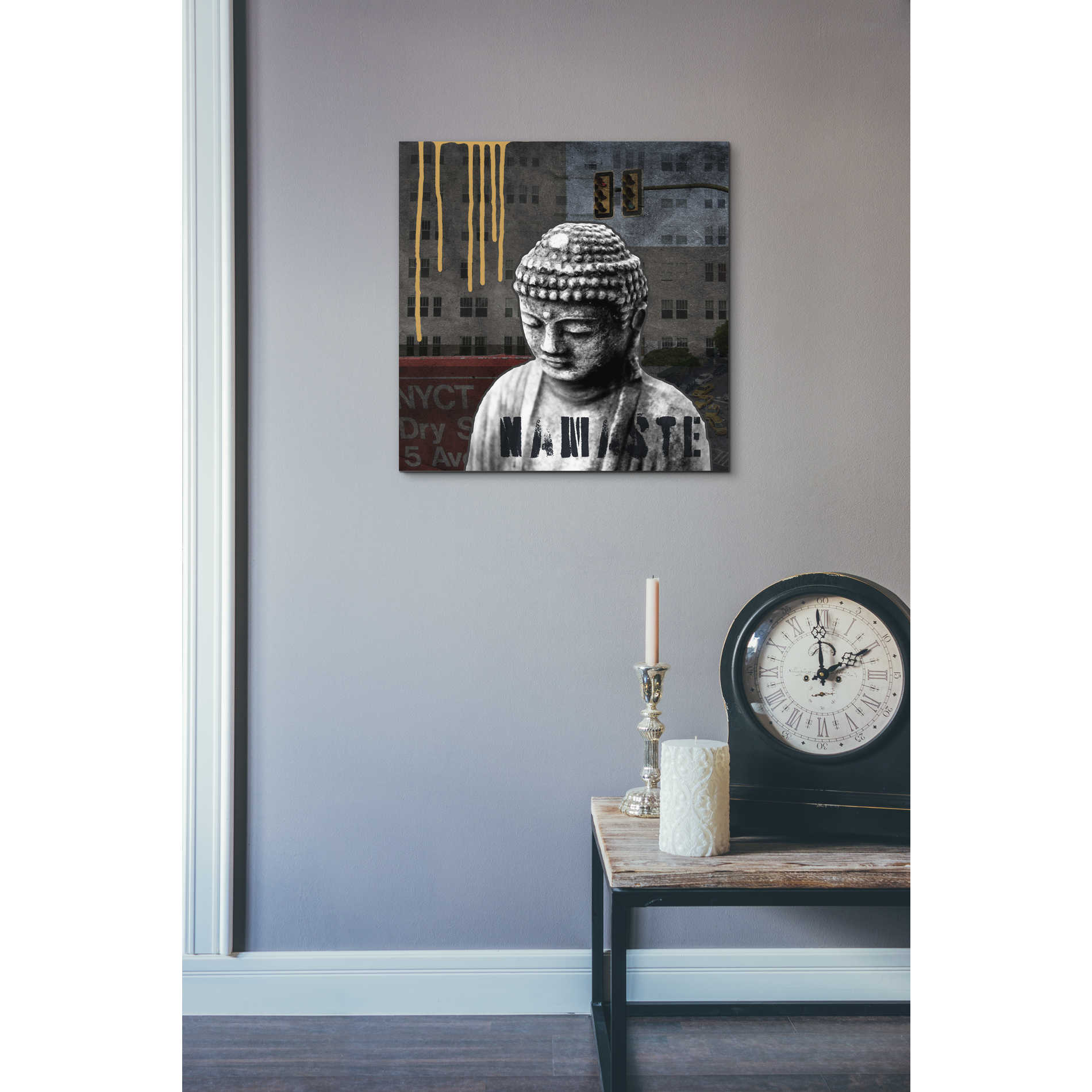 'Urban Buddha III' by Linda Woods, Canvas Wall Art,18 x 18