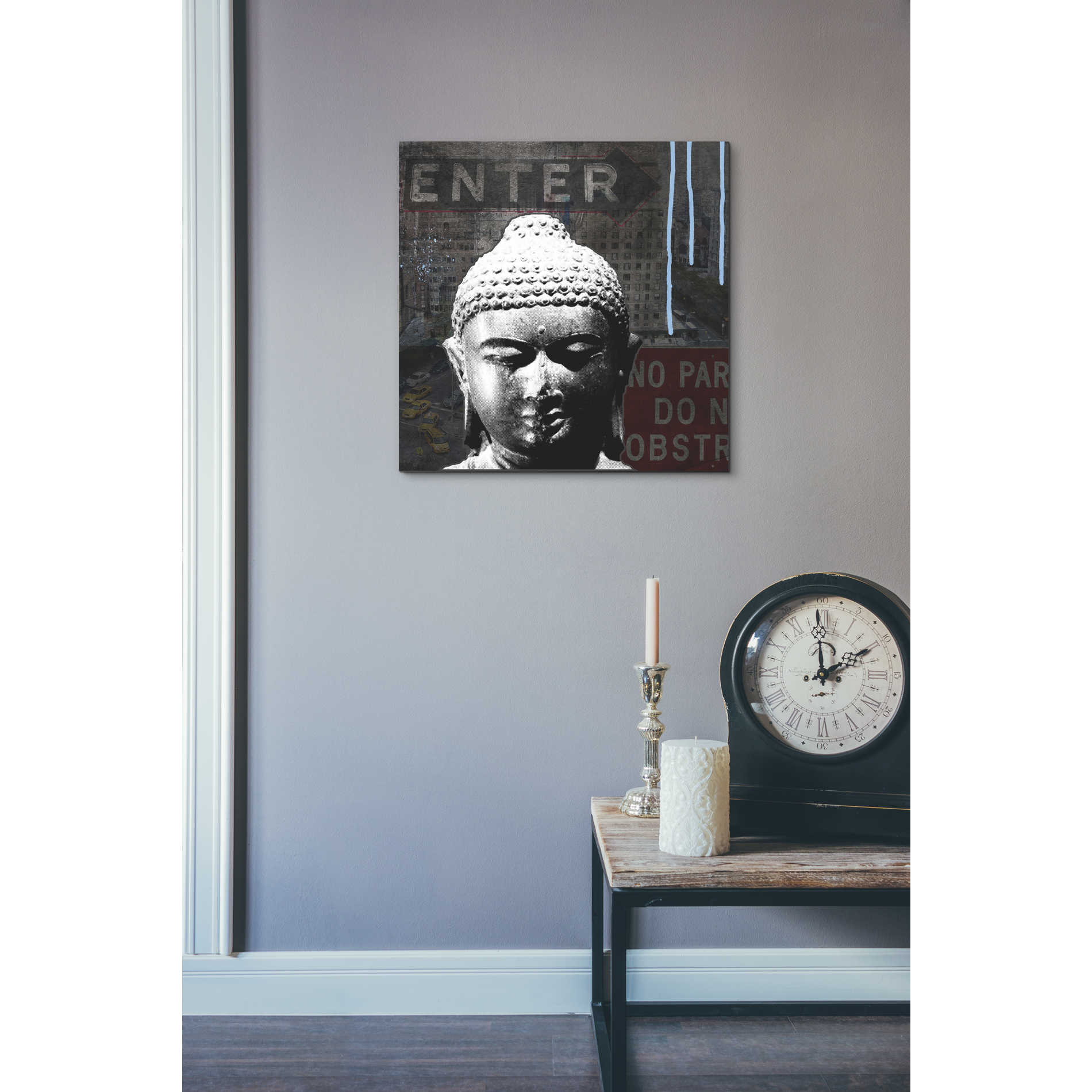 'Urban Buddha IV' by Linda Woods, Canvas Wall Art,18 x 18