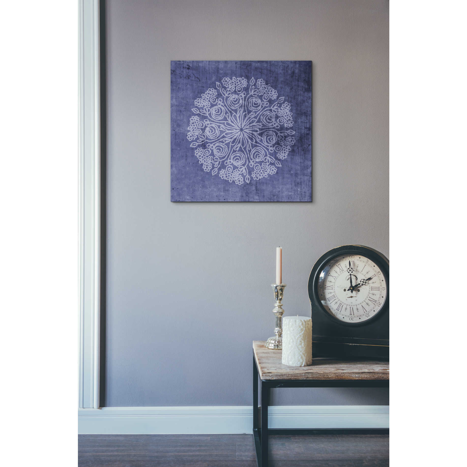 'Indigo Mandala 2' by Linda Woods, Canvas Wall Art,18 x 18