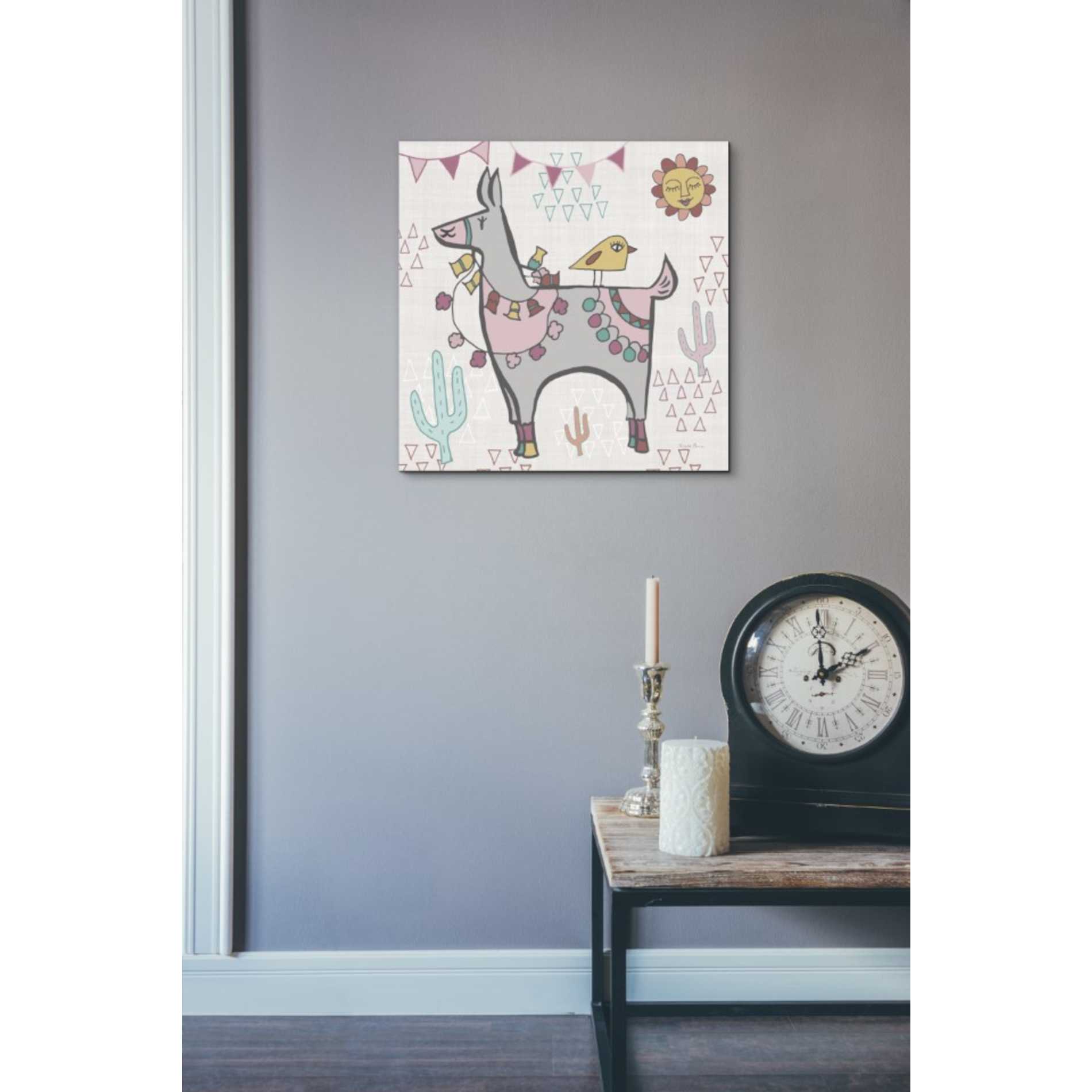 'Playful Llamas II' by Farida Zaman, Canvas Wall Art,18 x 18