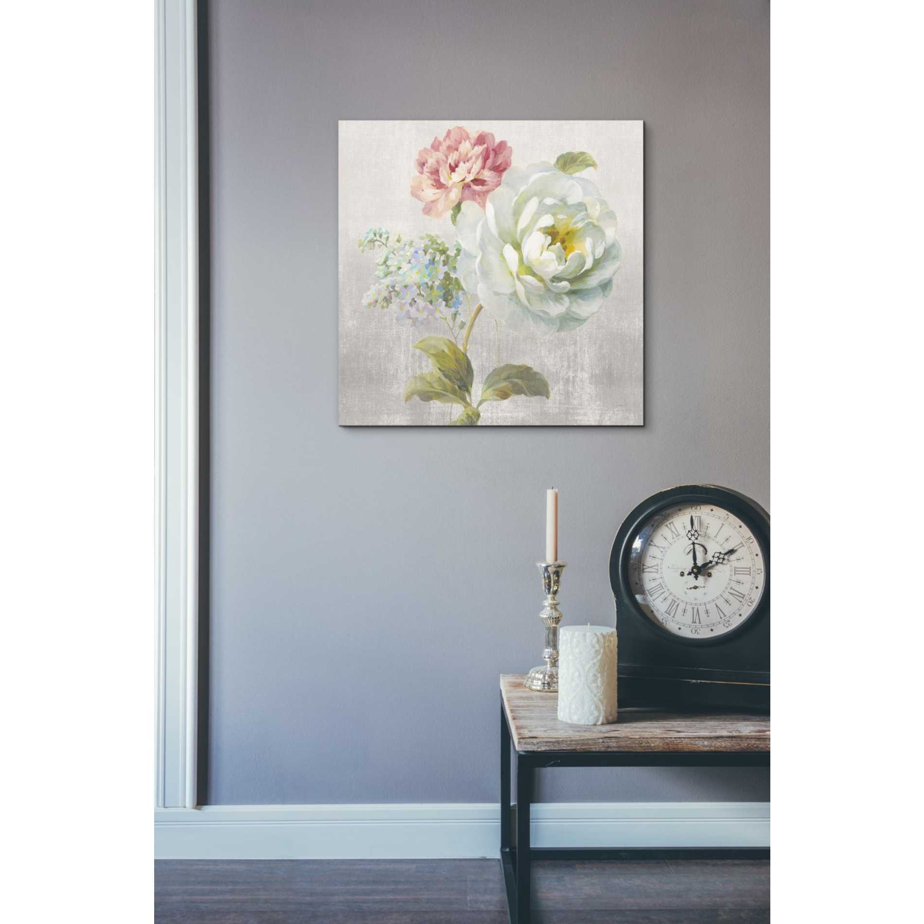 'Textile Floral Square I No Lace' by Danhui Nai, Canvas Wall Art,18 x 18