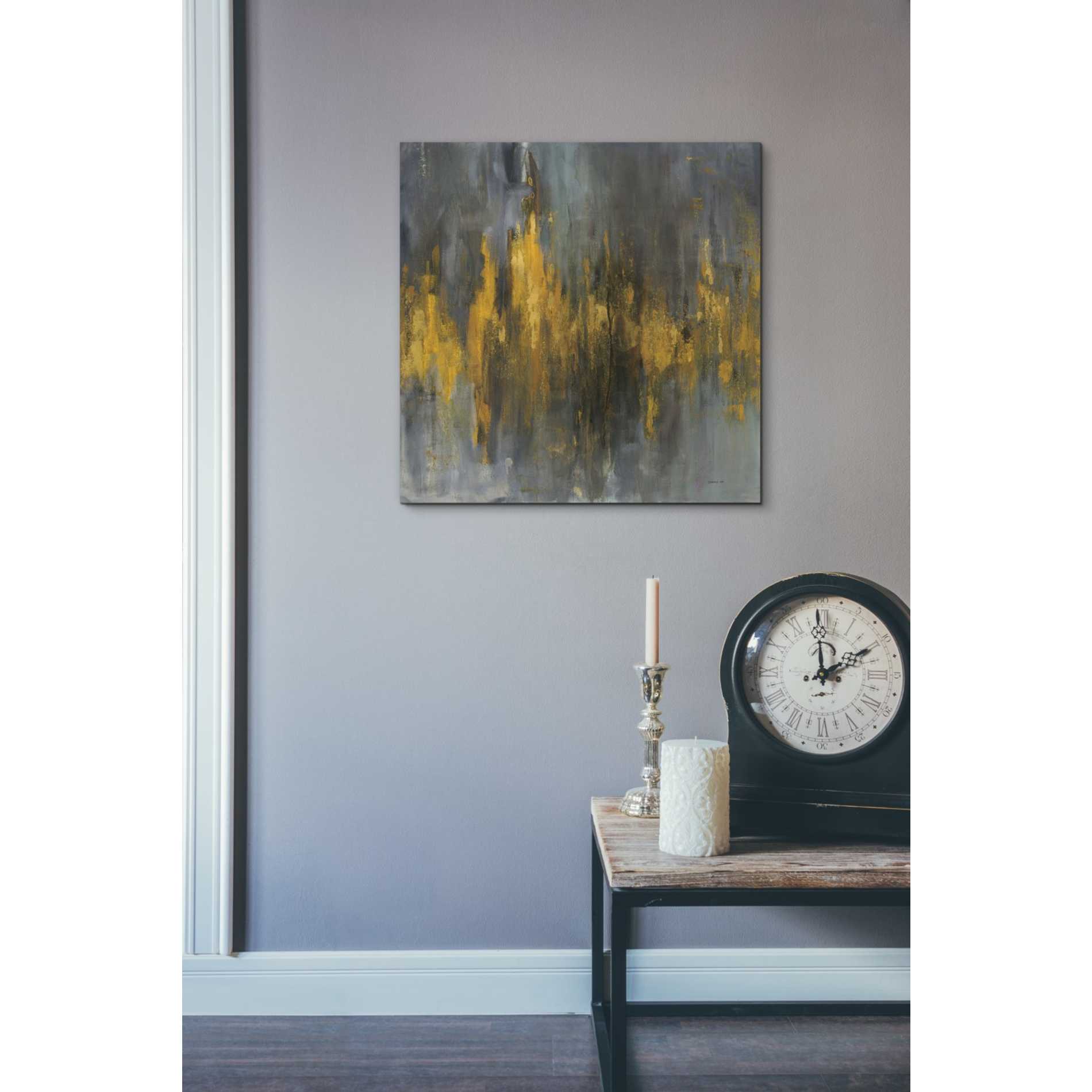 'Black and Gold Abstract' by Danhui Nai, Canvas Wall Art,18 x 18