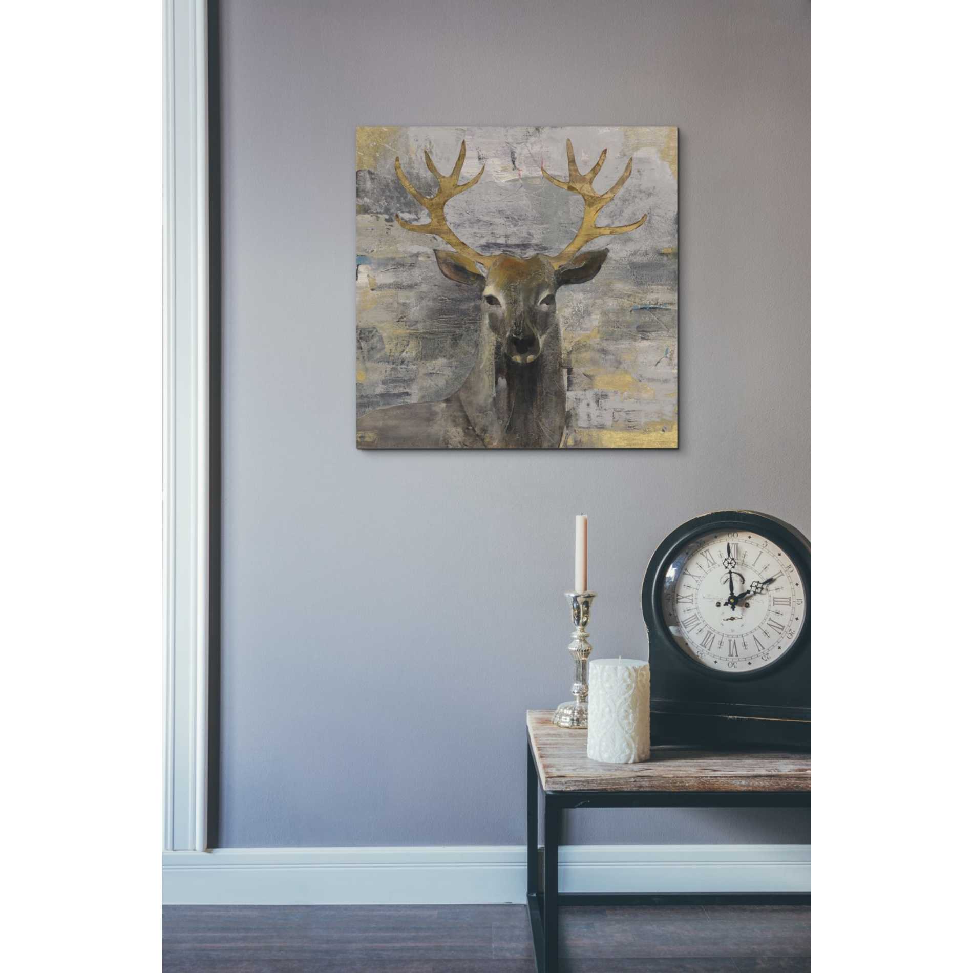 'The Leader Gold Light Grey' by Albena Hristova, Canvas Wall Art,18 x 18