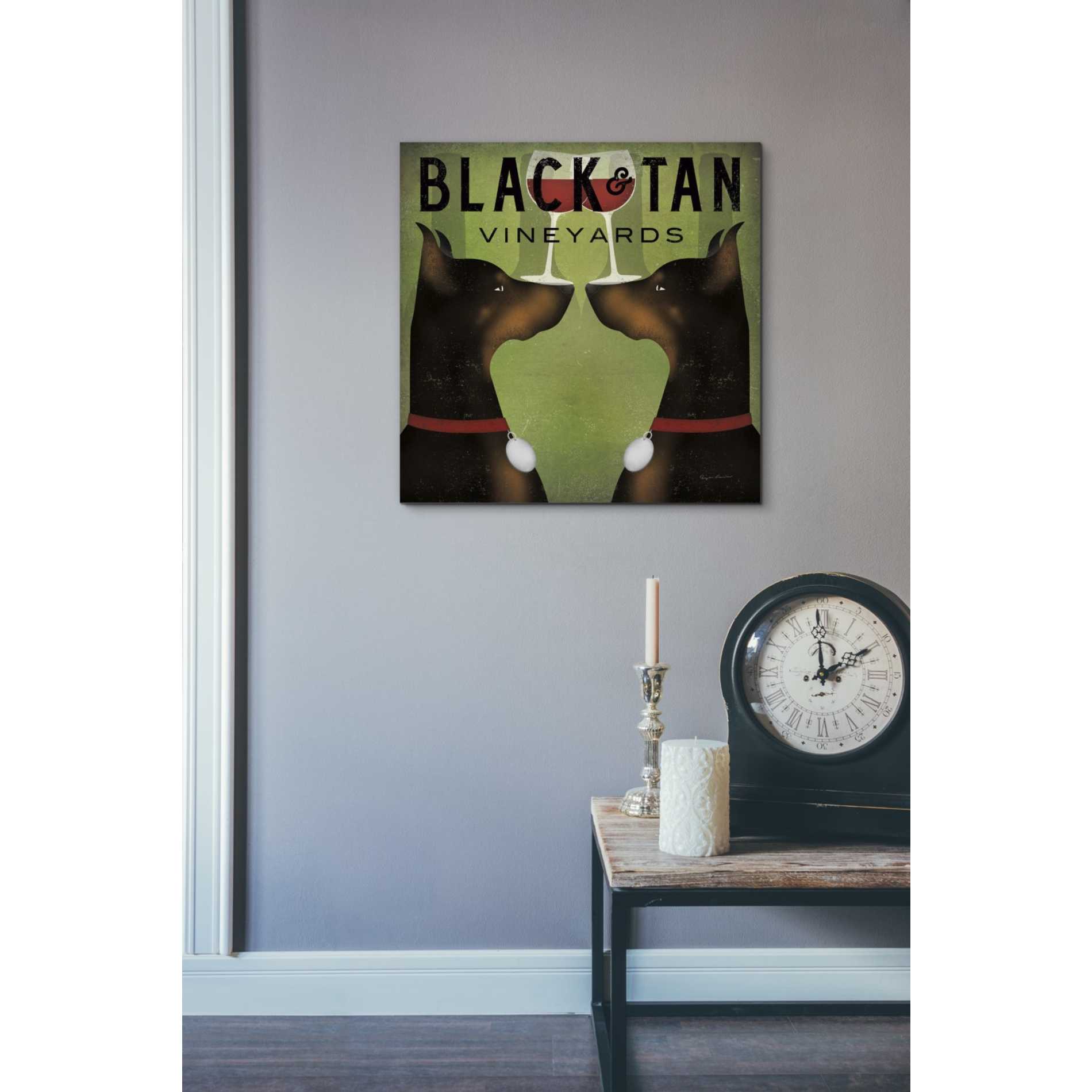 'Double Doberman Vineyards' by Ryan Fowler, Canvas Wall Art,18 x 18