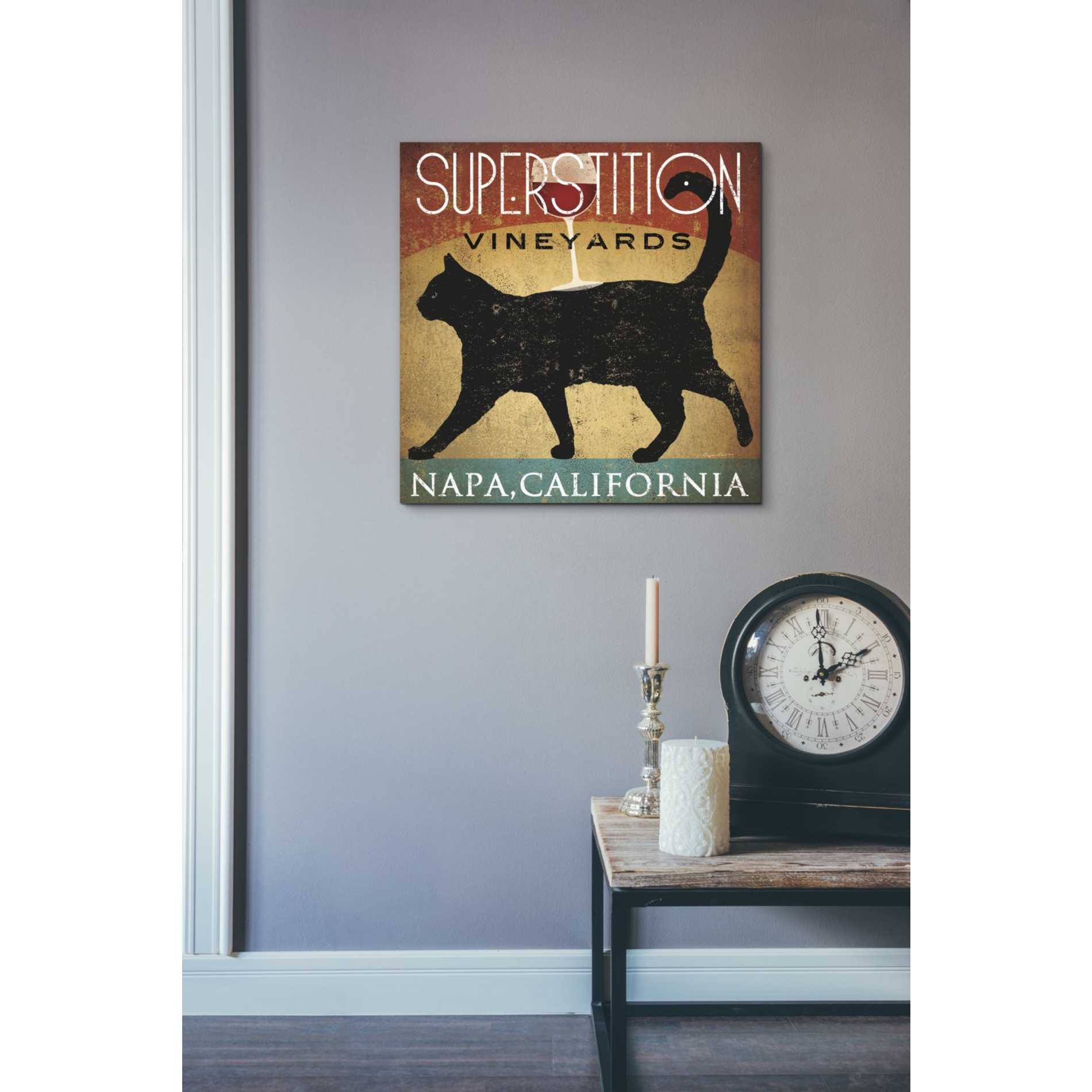 'Superstition Vineyards Cat' by Ryan Fowler, Canvas Wall Art,18 x 18