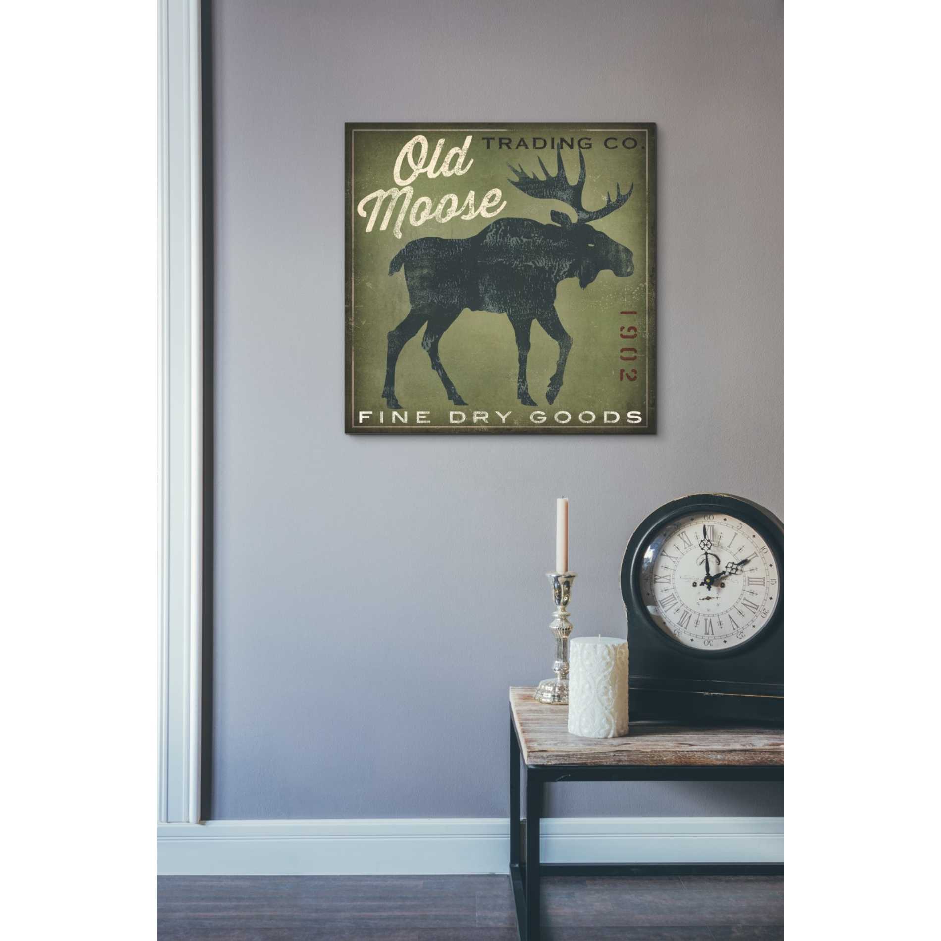 'Old Moose Trading Co. - green' by Ryan Fowler, Canvas Wall Art,18 x 18