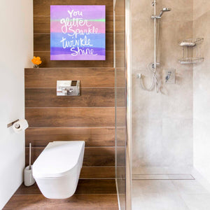 'Unicorn Stripe Sparkle' by Linda Woods, Canvas Wall Art,18 x 18