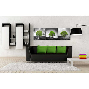 'Vibrant Tree Series: Green Triptych (Set of 3)' Canvas Wall Art,54 x 18