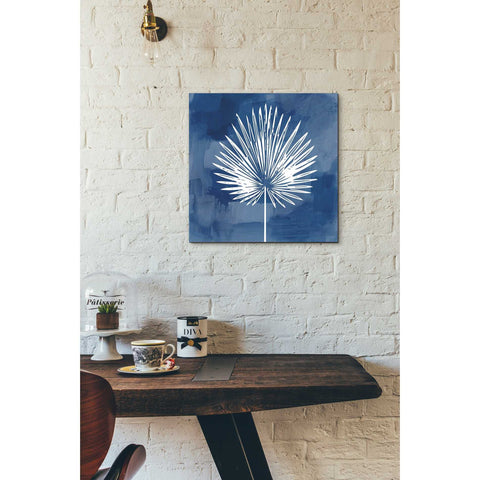 Image of 'Painted Sky Palm Leaf' by Linda Woods, Canvas Wall Art,18 x 18