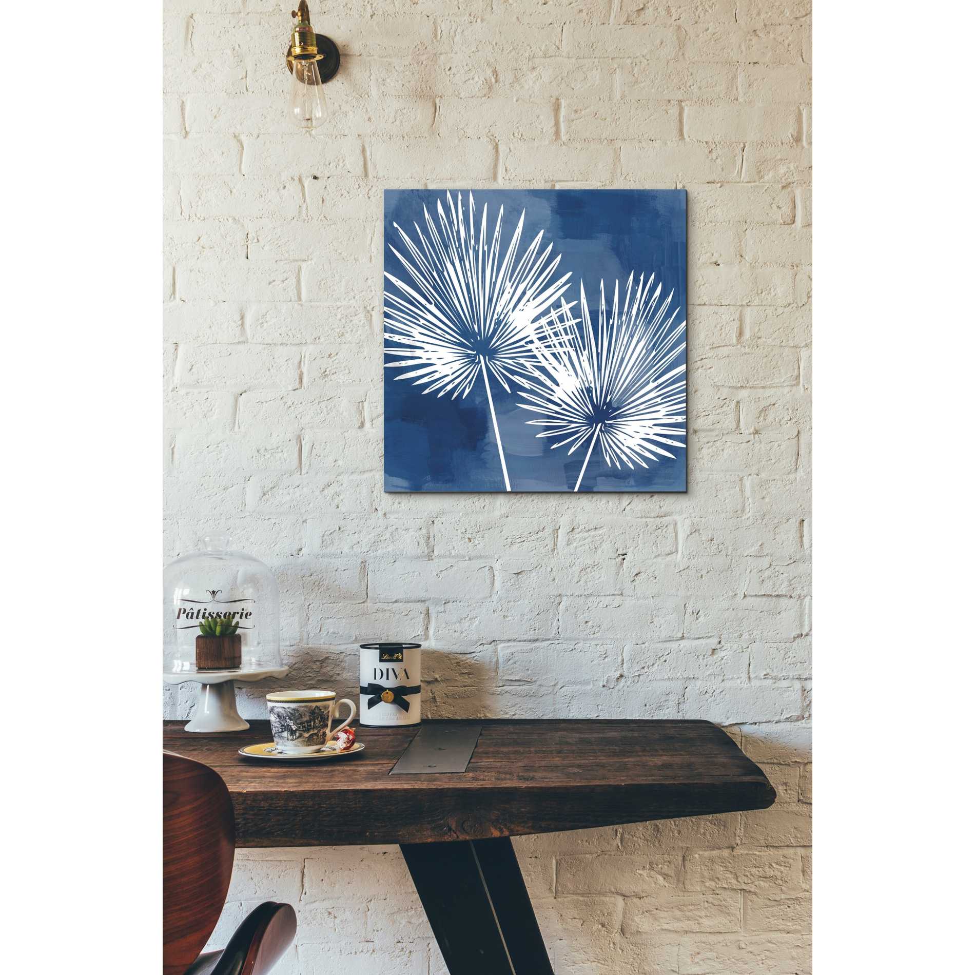 'Painted Sky Palms' by Linda Woods, Canvas Wall Art,18 x 18