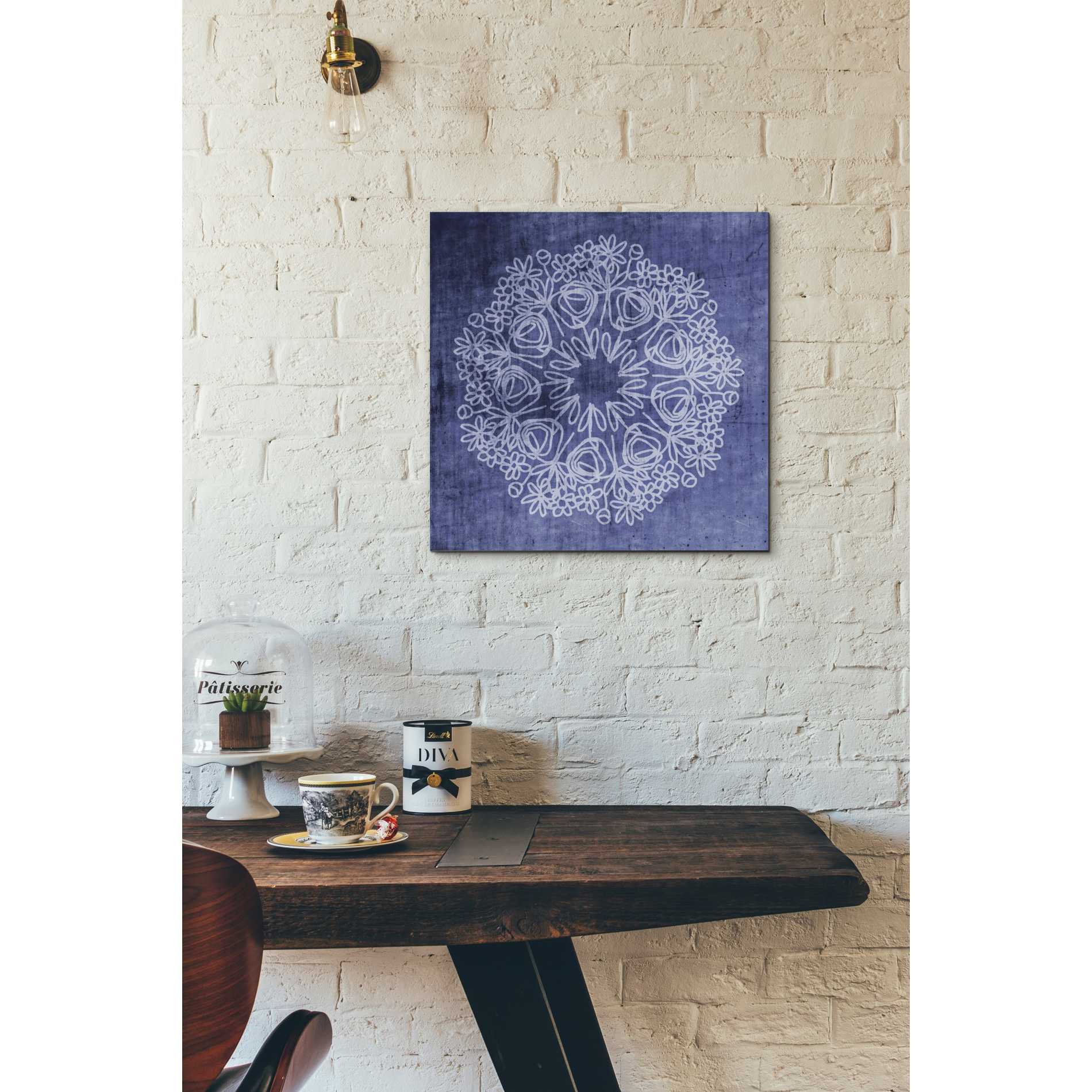 'Indigo Mandala' by Linda Woods, Canvas Wall Art,18 x 18