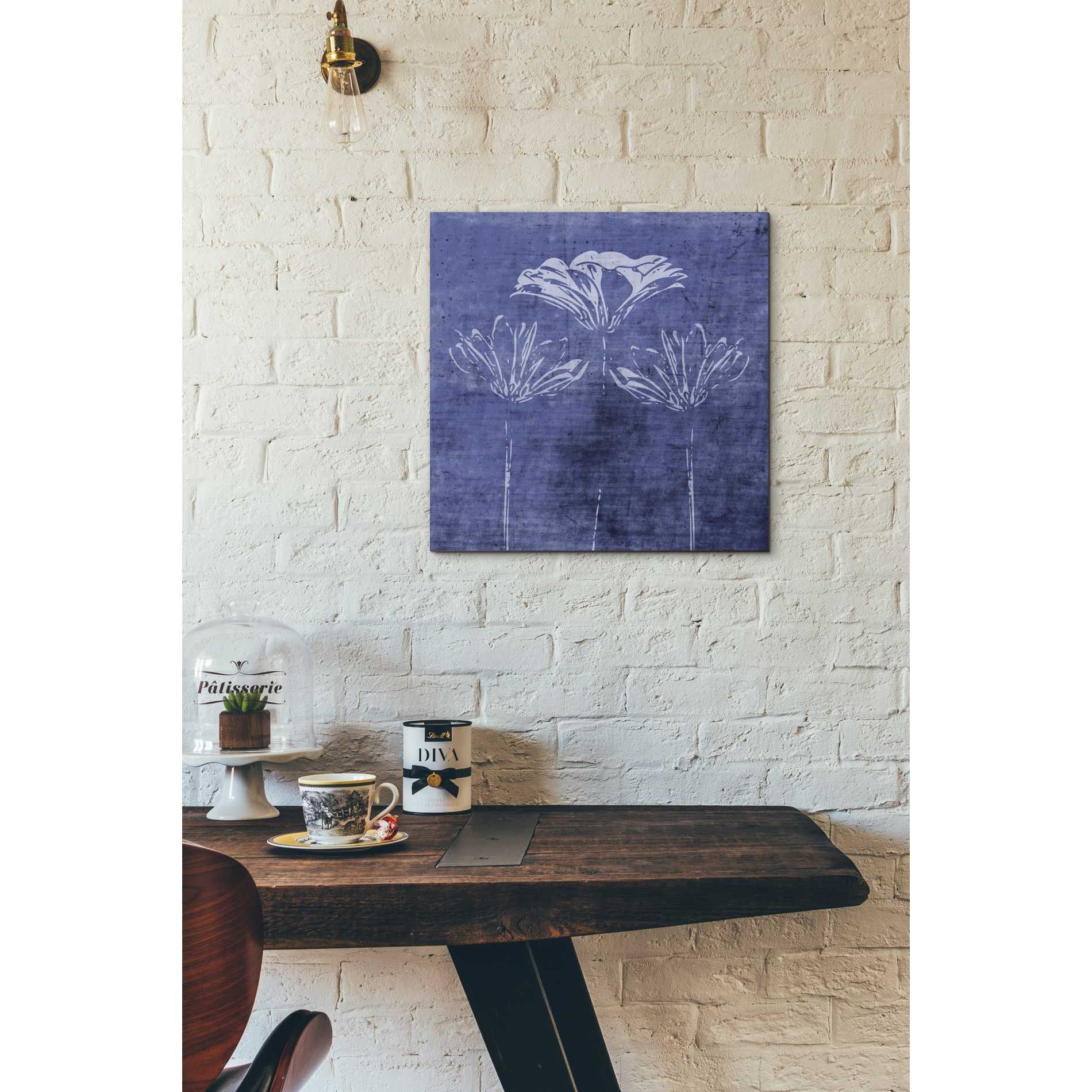 'Indigo Wild Flowers' by Linda Woods, Canvas Wall Art,18 x 18