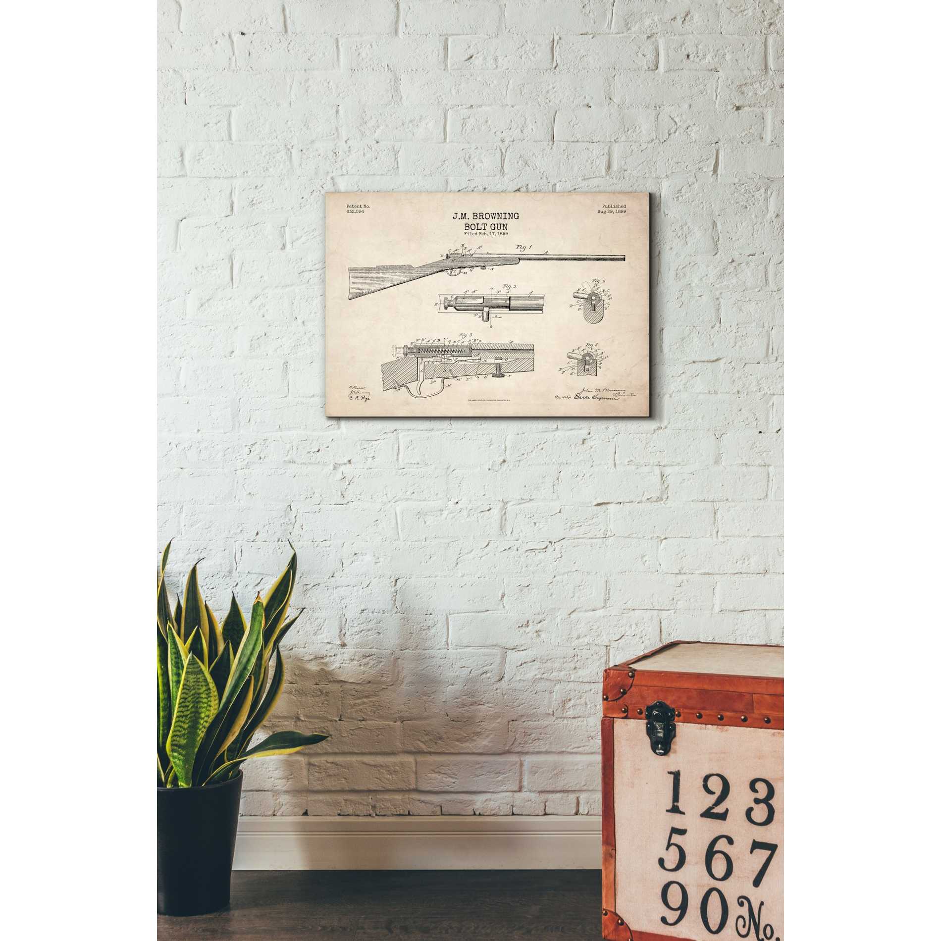 'Rifle Blueprint Patent Parchment' Canvas Wall Art,18 x 26