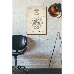 'Pocket Watch Blueprint Patent Parchment' Canvas Wall Art,18 x 26