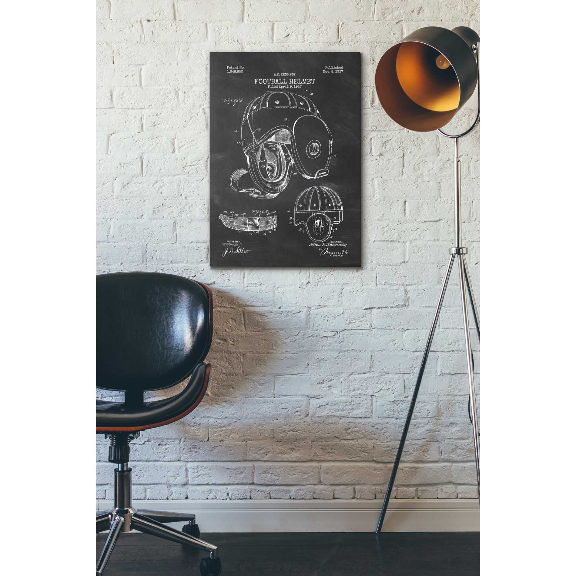 'Football Helmet Blueprint Patent Chalkboard' Canvas Wall Art,18 x 26
