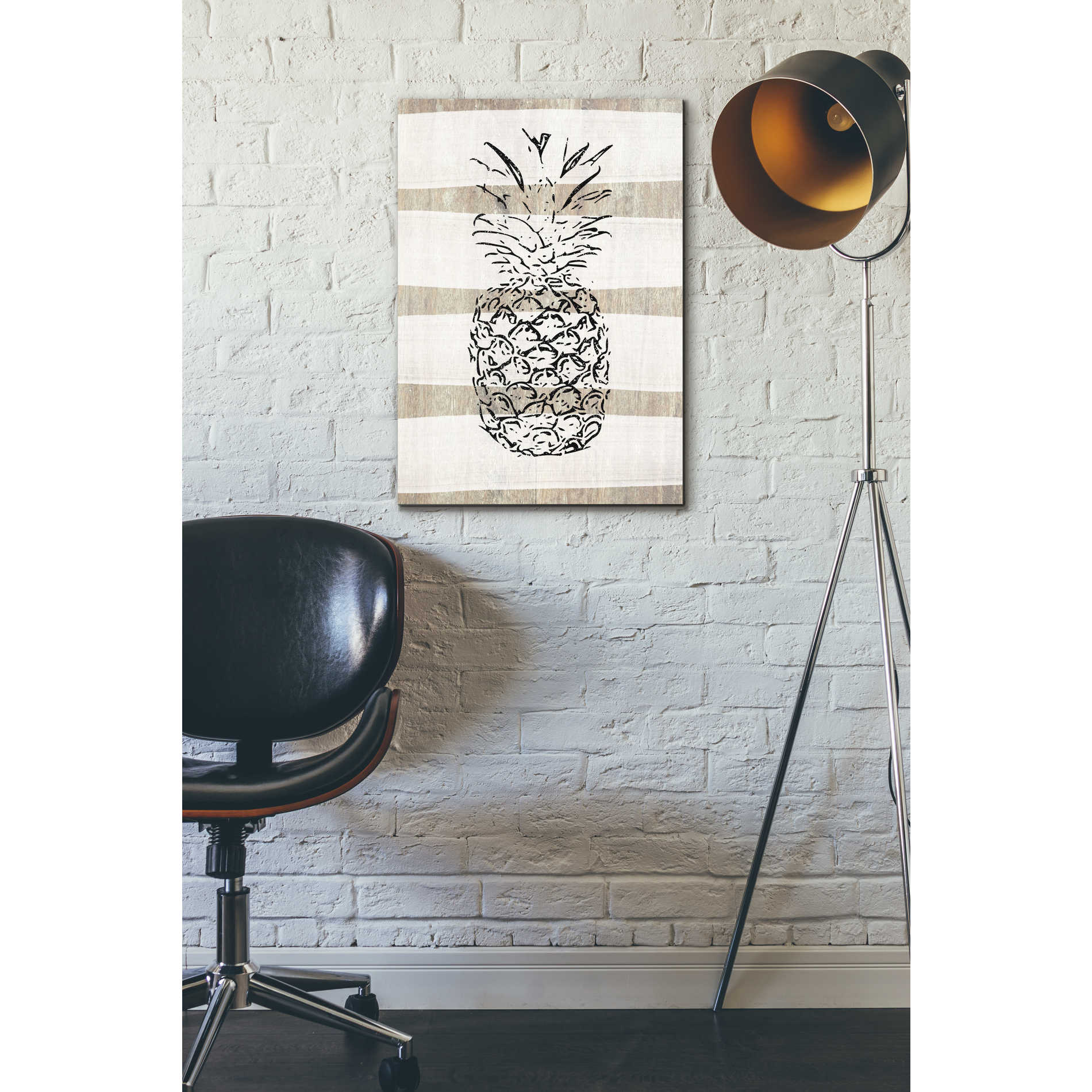 'Simple Stripes Pineapple' by Linda Woods, Canvas Wall Art,18 x 26