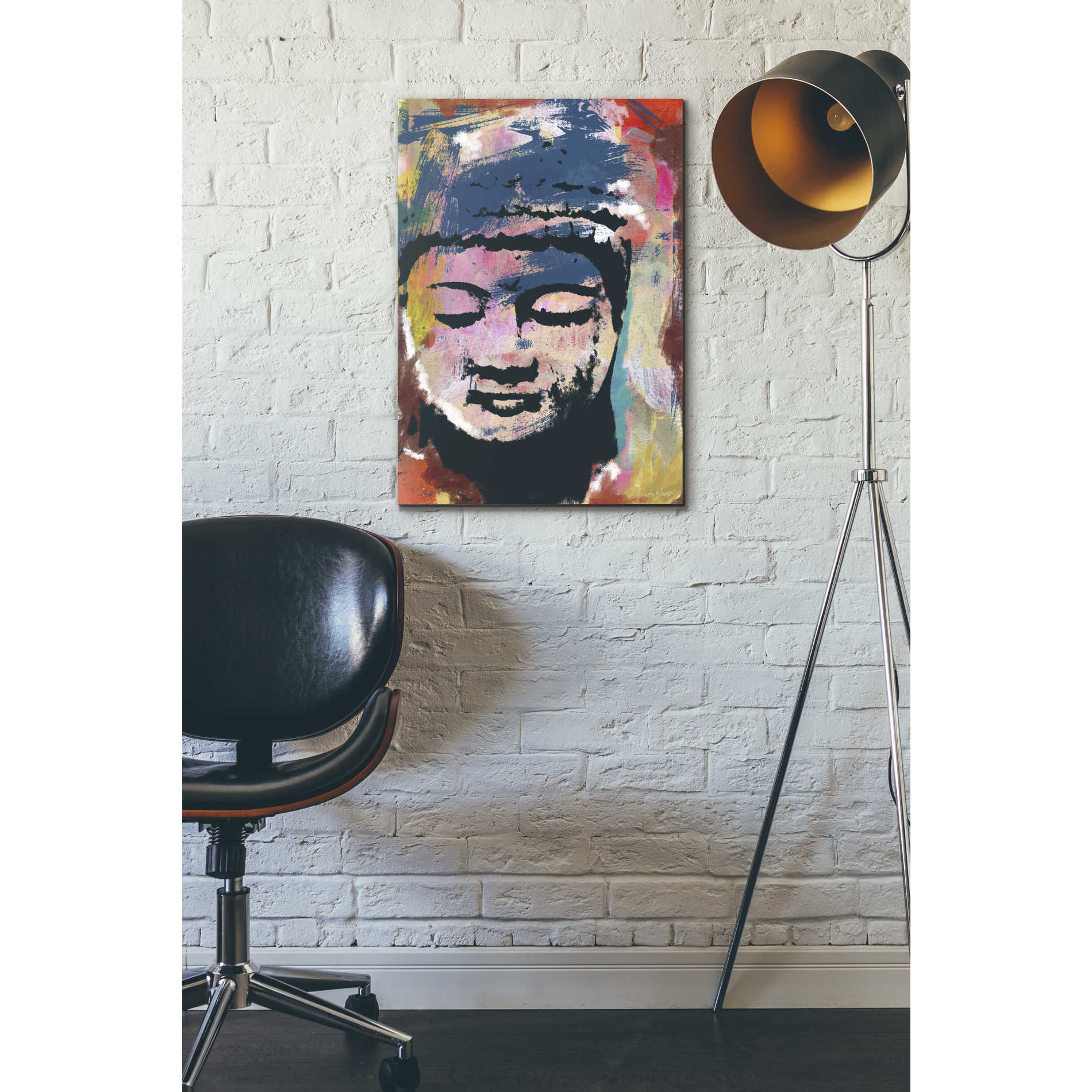 'Painted Buddha' by Linda Woods, Canvas Wall Art,18 x 26