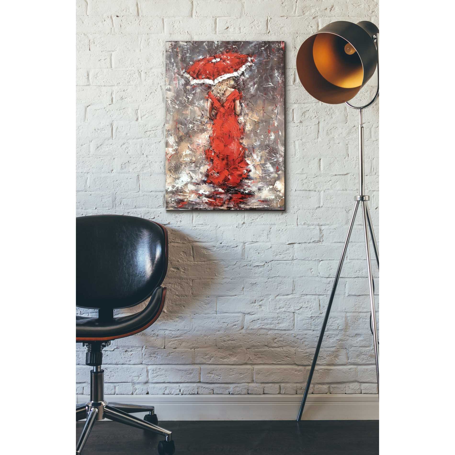 'Woman With Umbrella' by Alexander Gunin, Canvas Wall Art,18 x 26