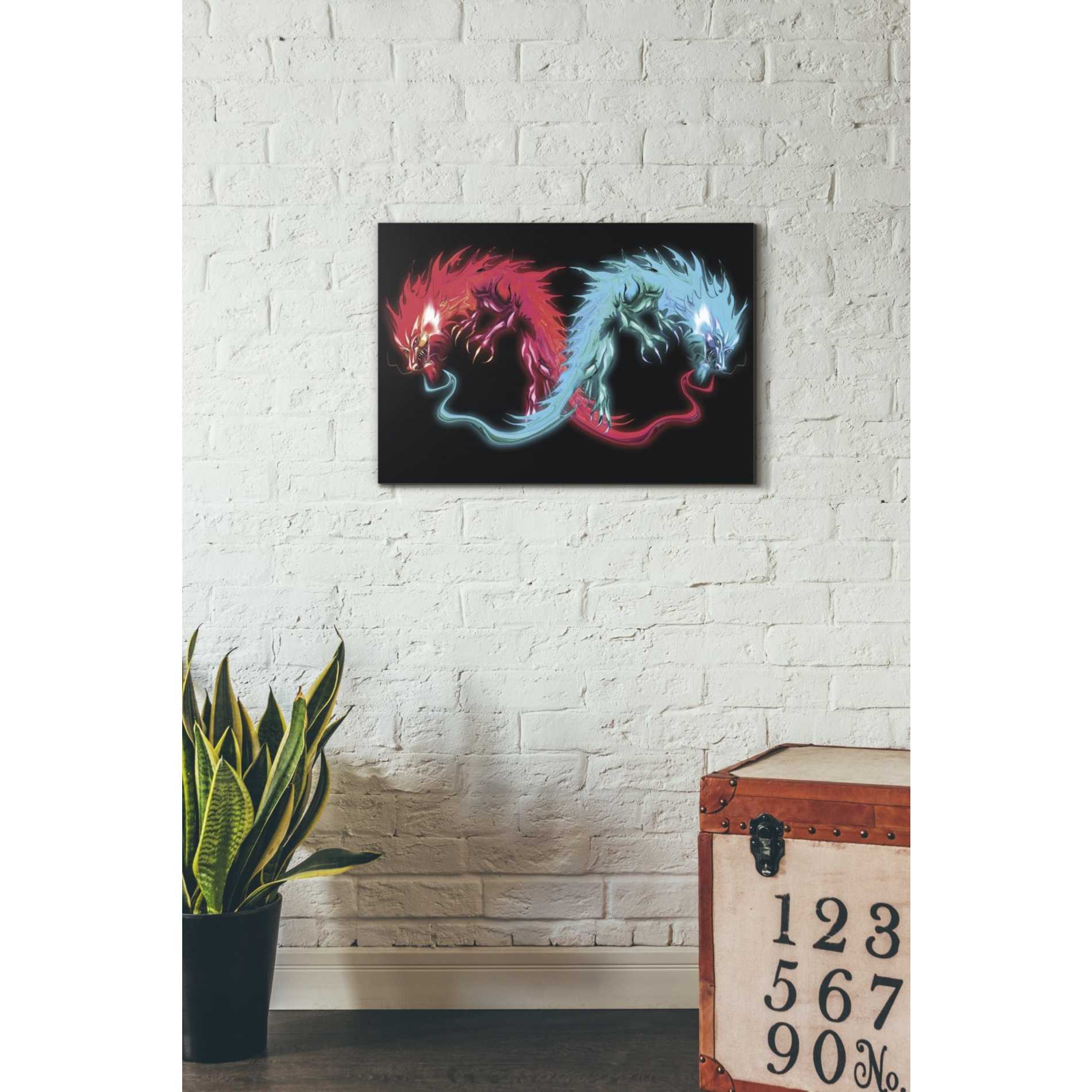 'Double Dragon' by Michael StewArt, Canvas Wall Art,18 x 26