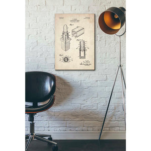 'Lipstick Case Blueprint Parchment Patent' Canvas Wall Art,18 x 26