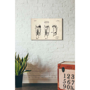 'Boxing Glove, 1925 Blueprint Parchment Patent' Canvas Wall Art,18 x 26