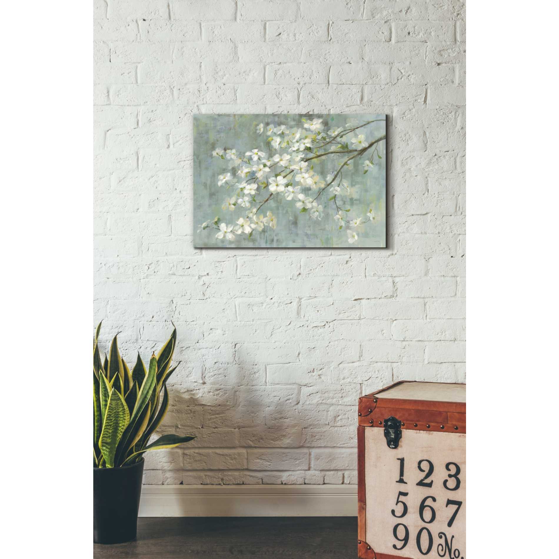 'Dogwood in Spring on Blue' by Danhui Nai, Canvas Wall Art,18 x 26