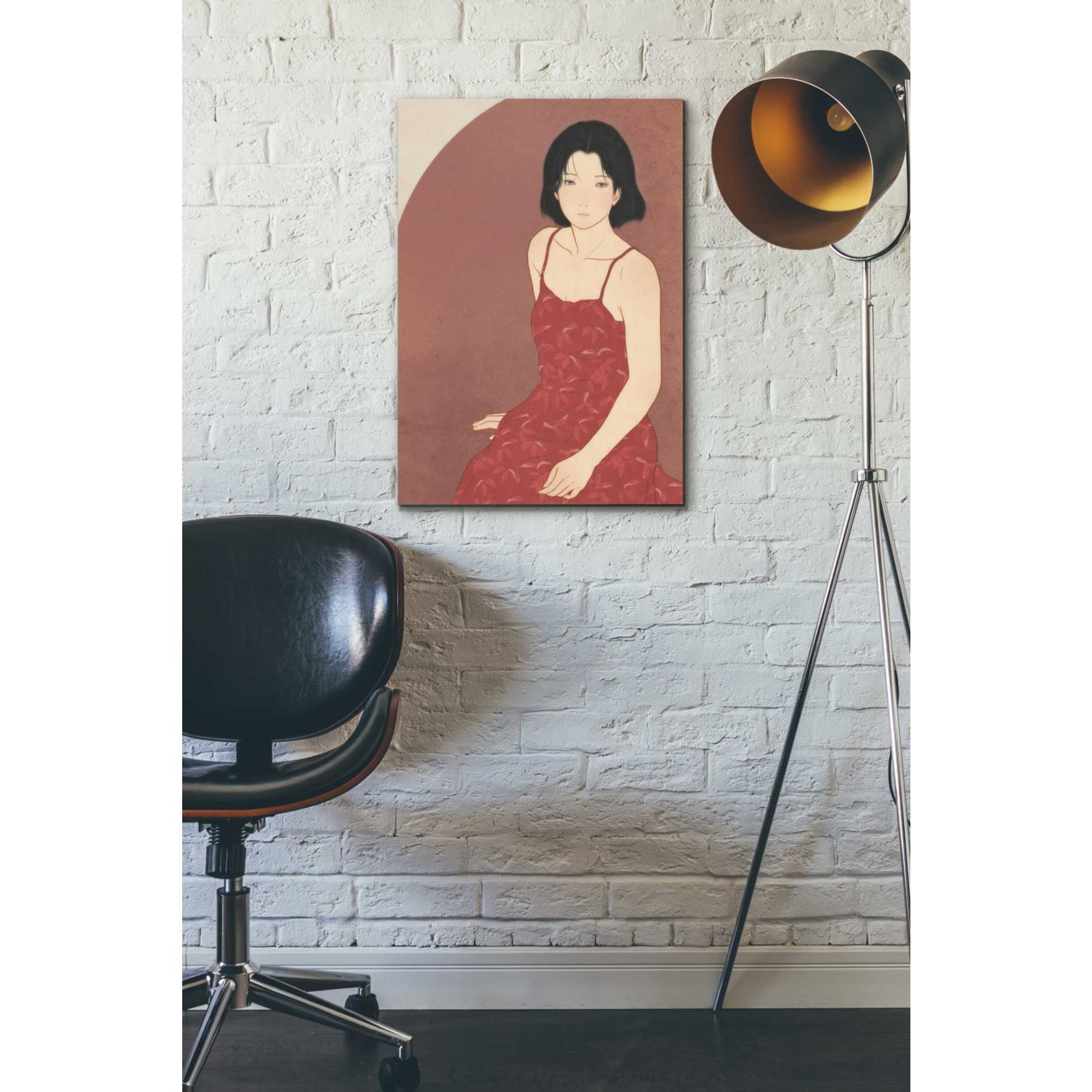 'A Woman in a Red Dress' by Sai Tamiya, Canvas Wall Art,18 x 26