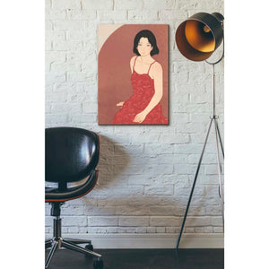 'A Woman in a Red Dress' by Sai Tamiya, Canvas Wall Art,18 x 26