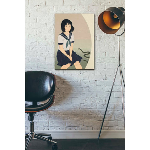 Image of 'Snake And Woman' by Sai Tamiya, Canvas Wall Art,18 x 26