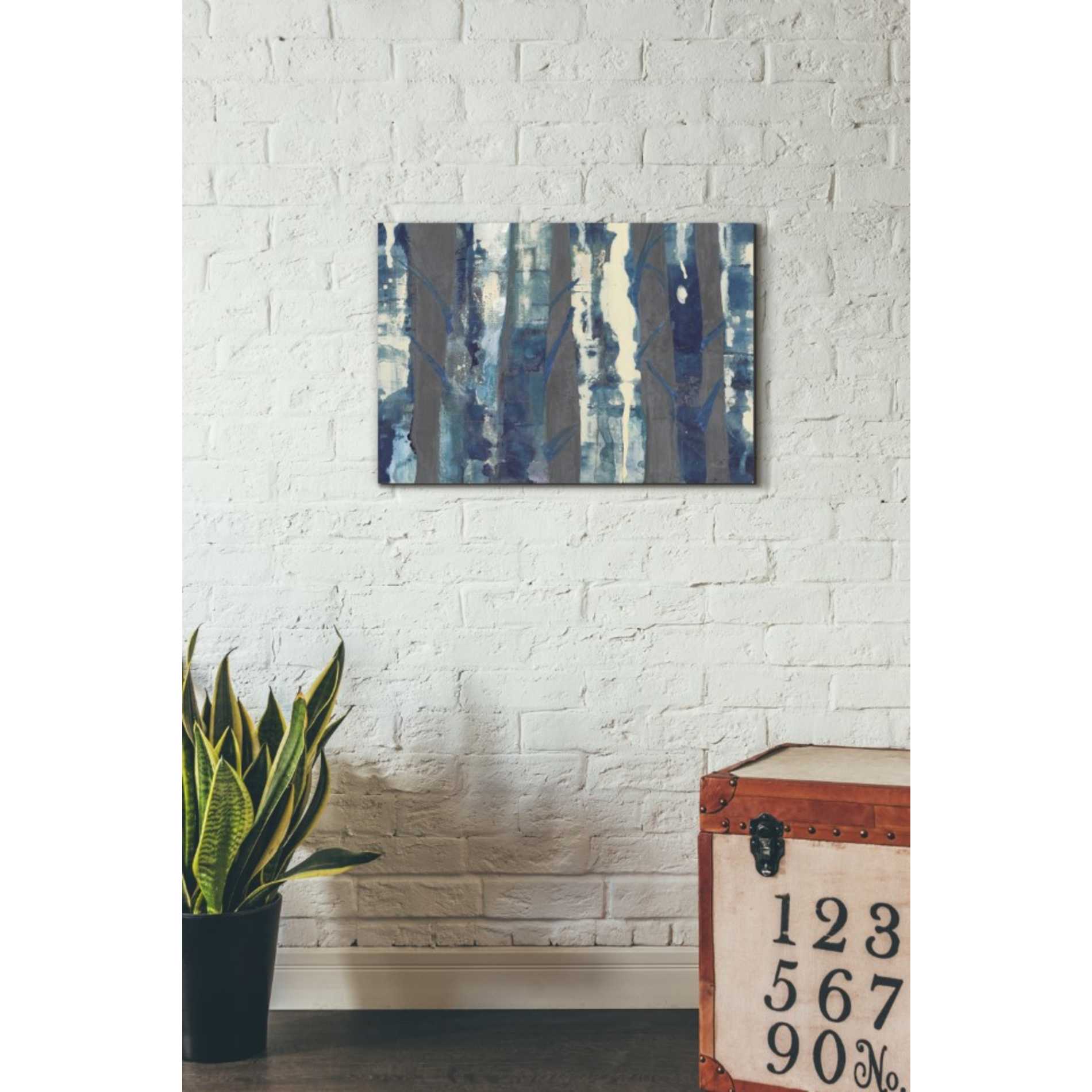 'Deep Woods III Indigo on Gray' by Albena Hristova, Canvas Wall Art,26 x 18