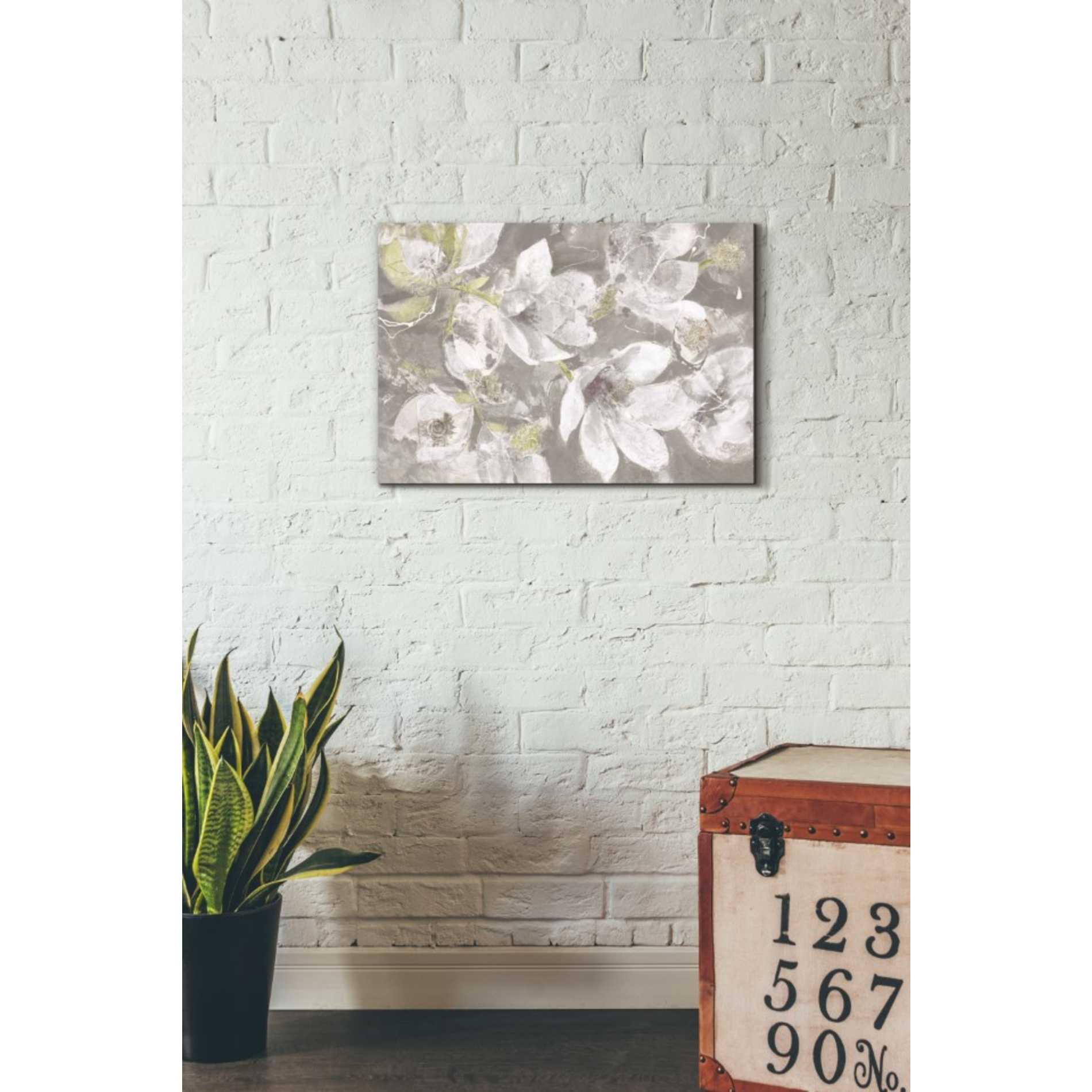 'Magnolias in Bloom Greige' by Albena Hristova, Canvas Wall Art,26 x 18